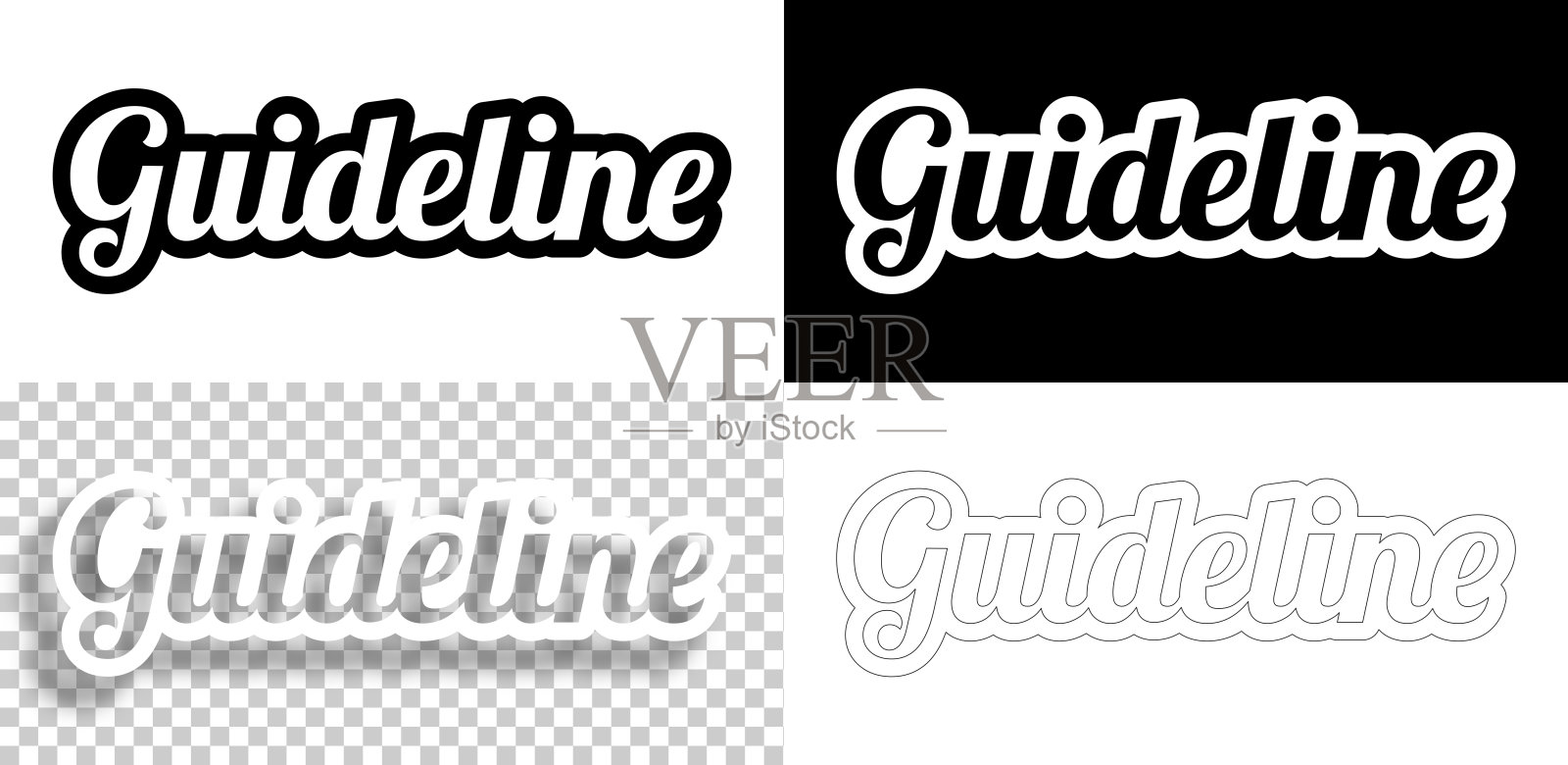 设计指南 - 设计文本。空白、白色和黑色背景 - 线条文本插画图片素材