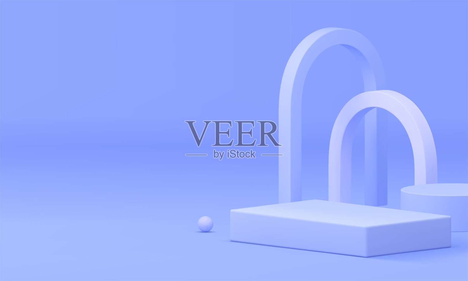 3D紫丁香色讲台几何形状展示台逼真矢量插图插画图片素材