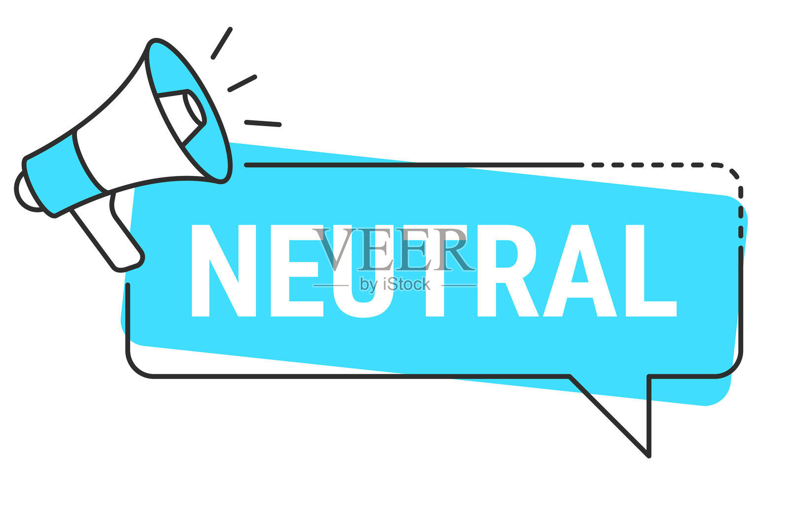 中性 - 白色背景上的对话气泡和扩音器插画图片素材