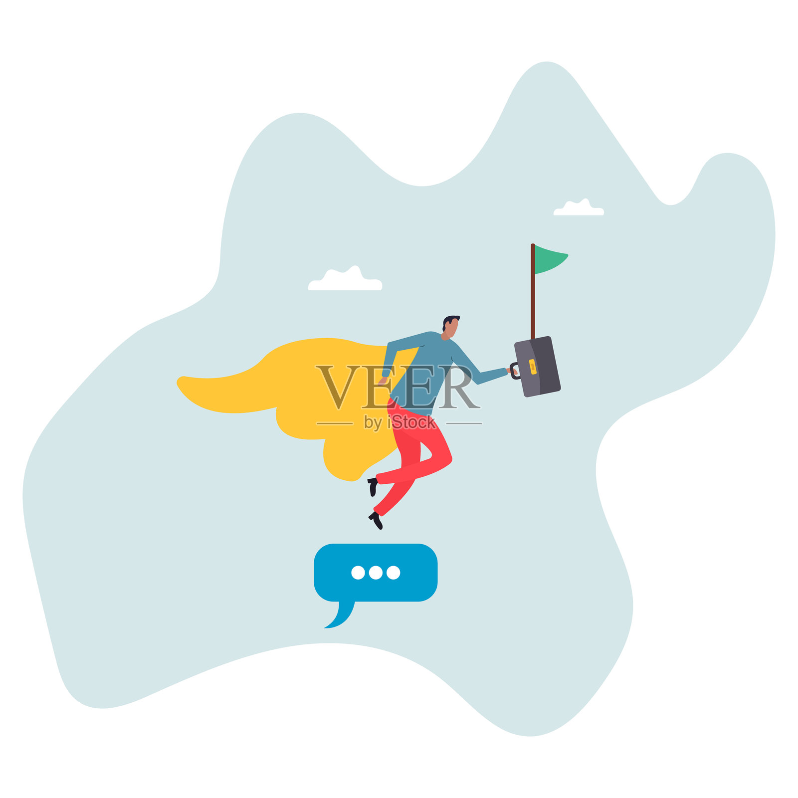 成功沟通，沟通技巧，发送信息，会议讨论或向客户的广告信息。设计角色。插画图片素材