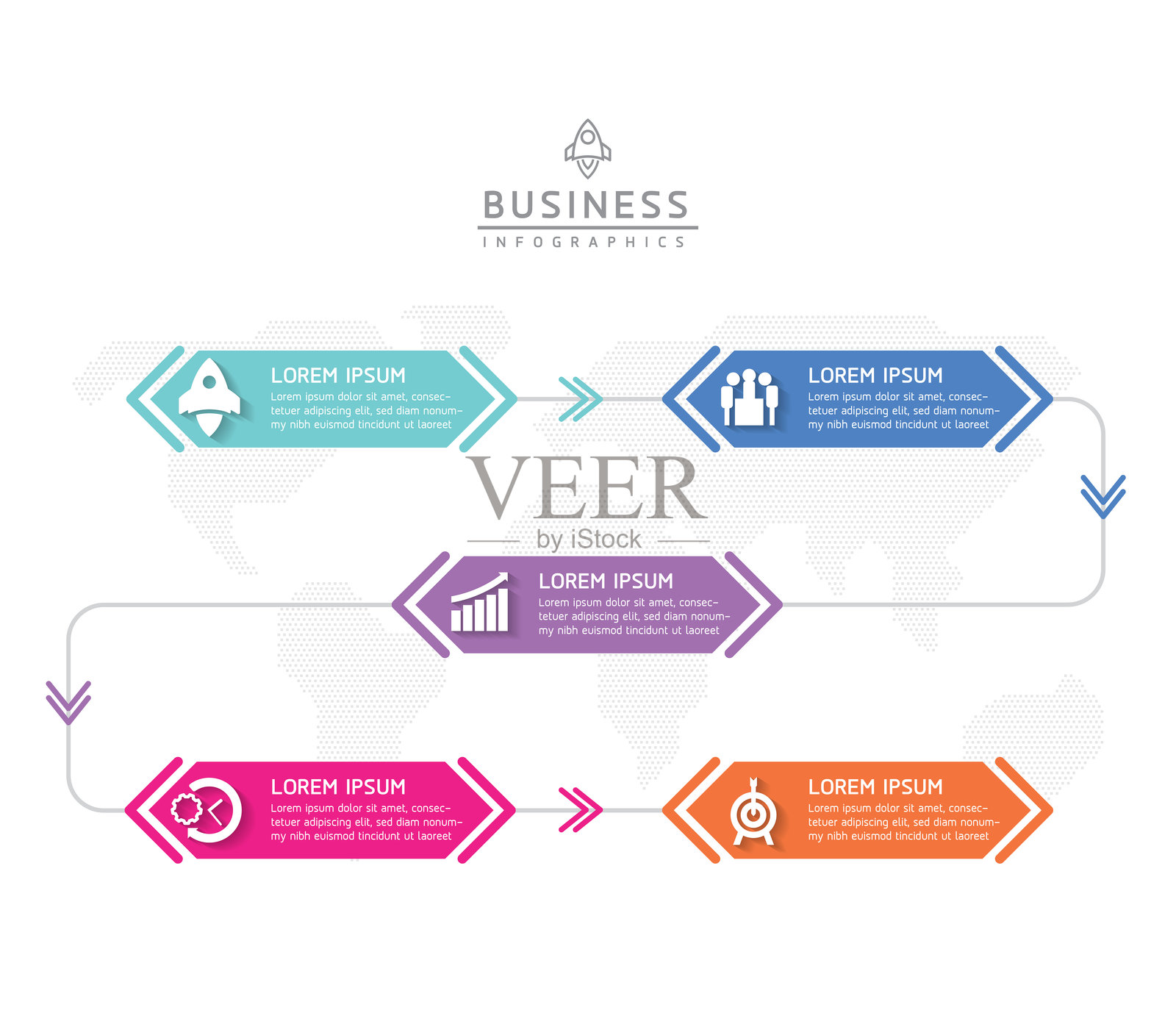 矢量商业演示连接步骤信息图模板插画图片素材