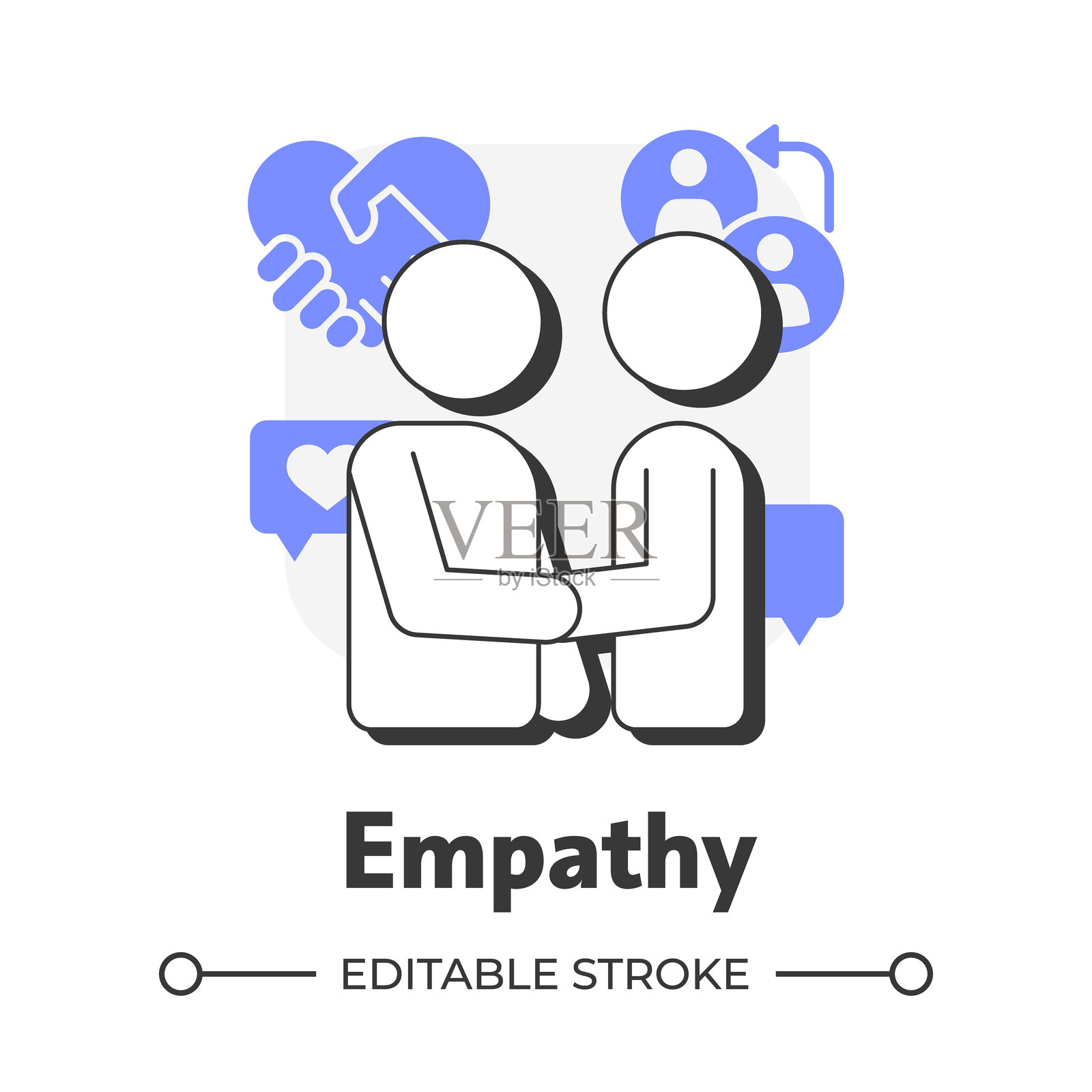 同理心扁平轮廓概念图标插画图片素材