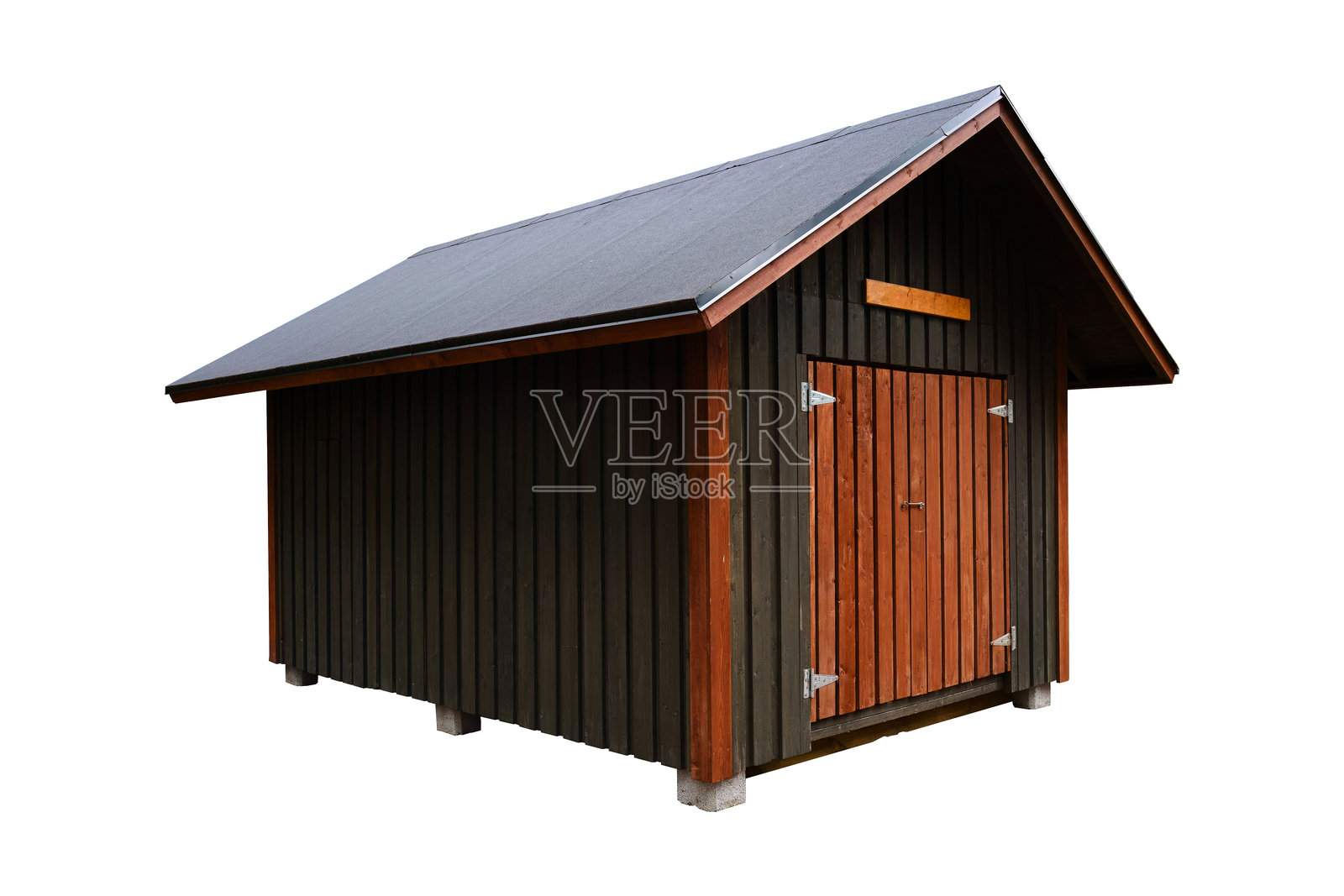 孤立在白色背景上的木质储物棚照片摄影图片