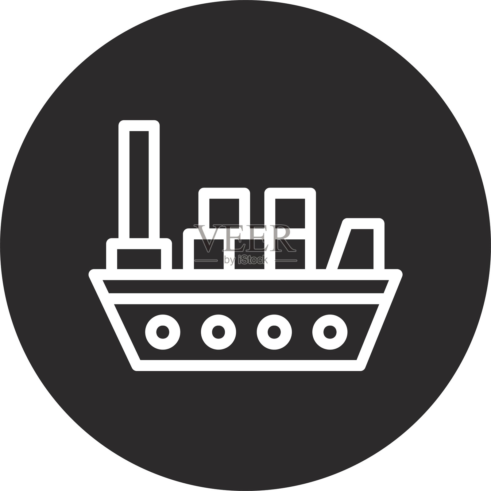 货船倒置的黑色圆圈插画图片素材