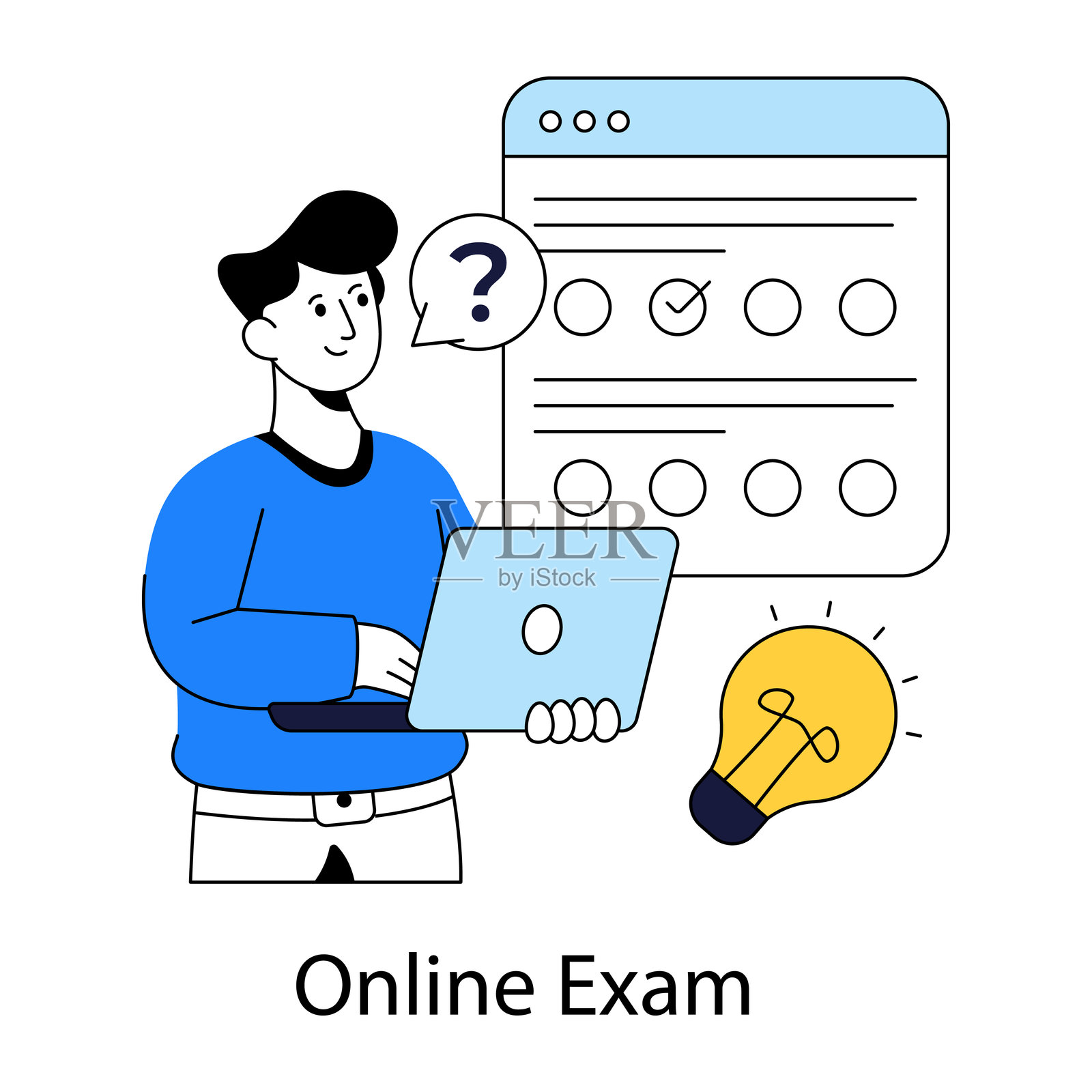 现代设计插图：在线考试插画图片素材