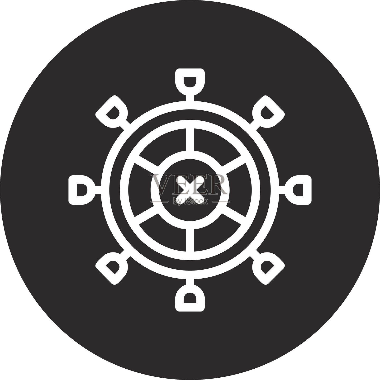 黑色倒置圆形舵插画图片素材