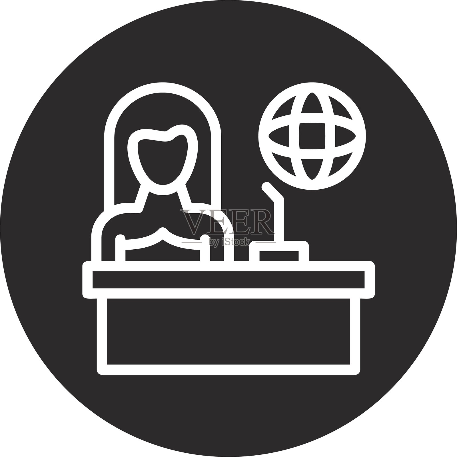 新闻主播倒圆圈黑色插画图片素材