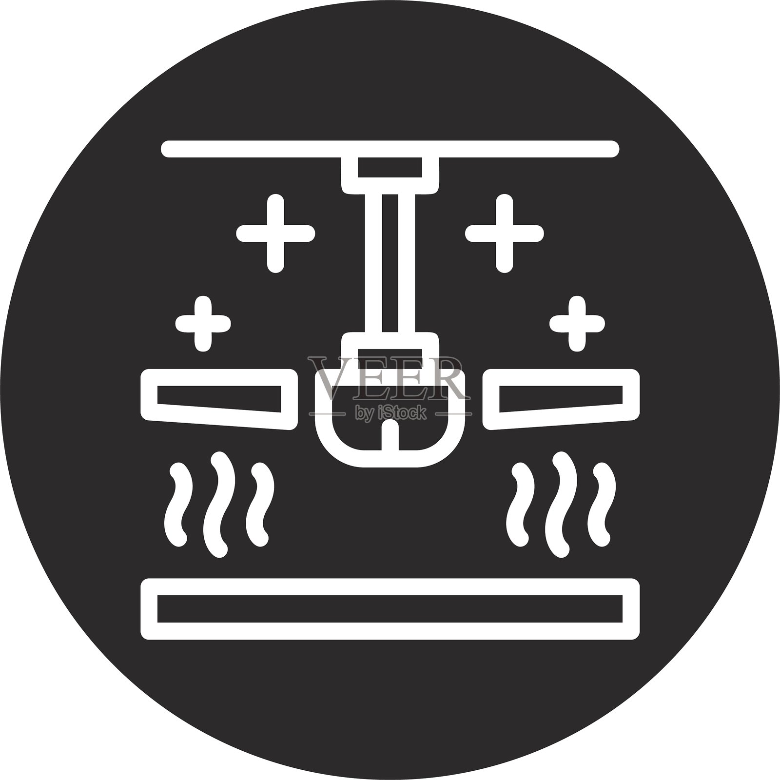 黑色倒圆形吊扇插画图片素材