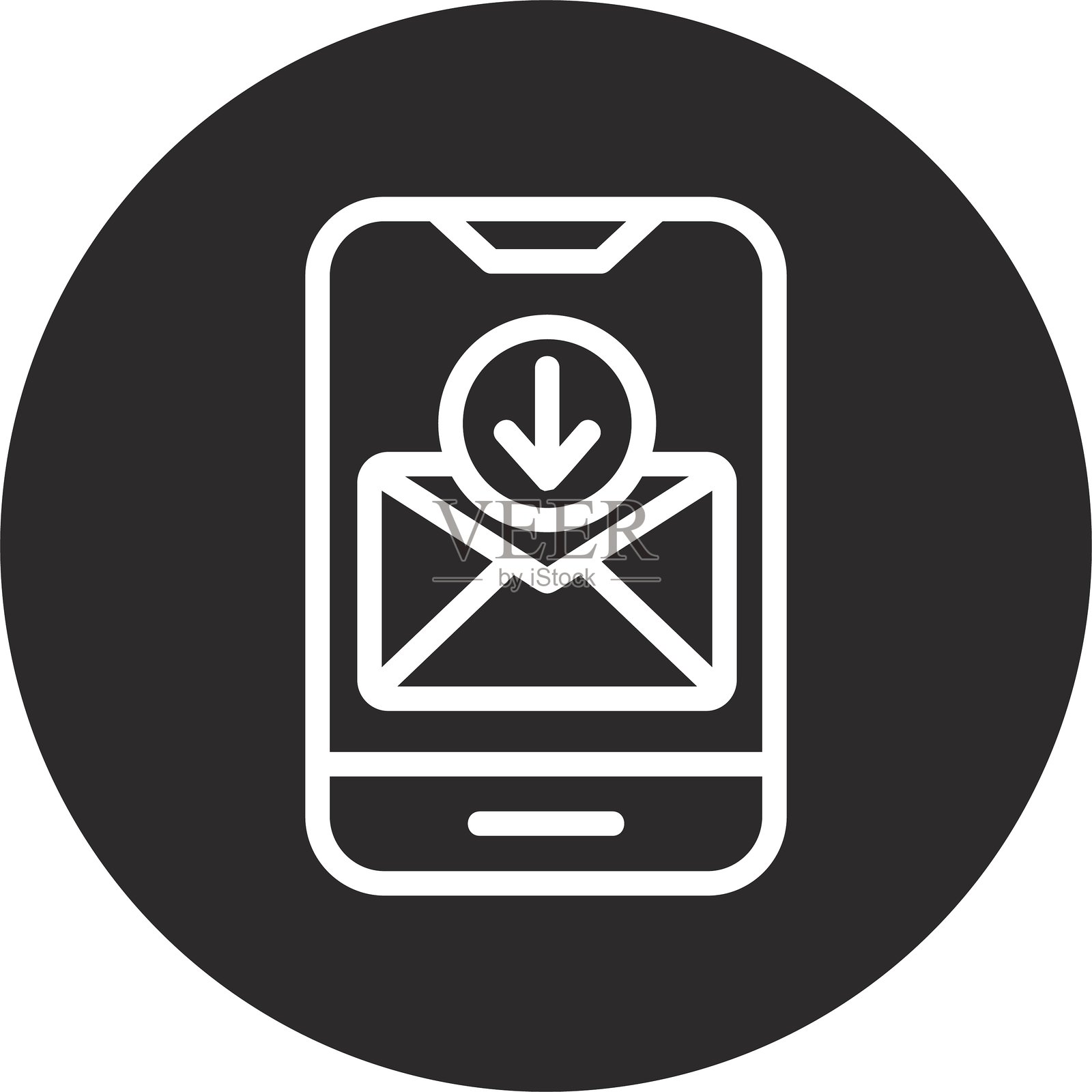 接收倒置的黑色圆圈插画图片素材