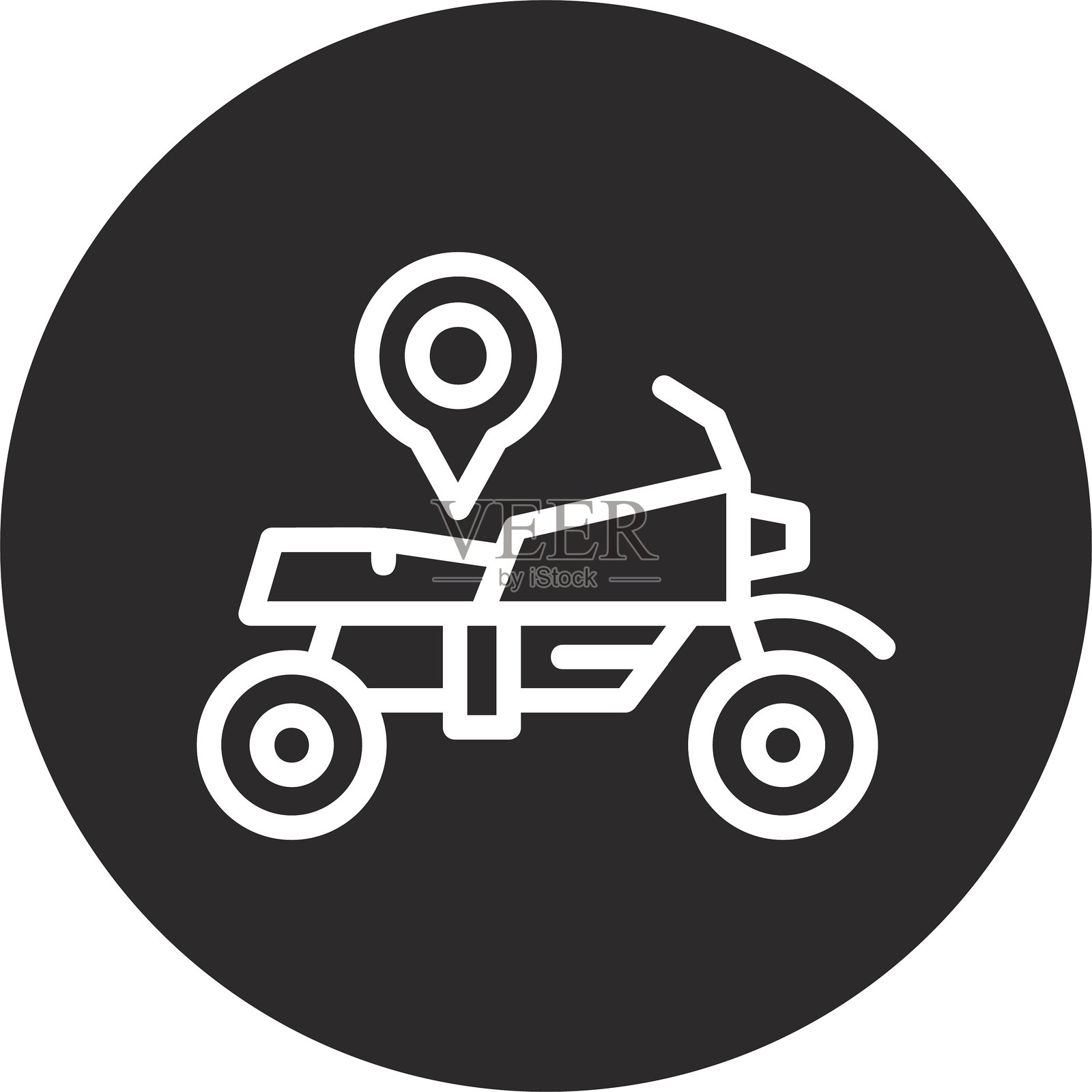 黑色倒置圆圈中的自行车插画图片素材