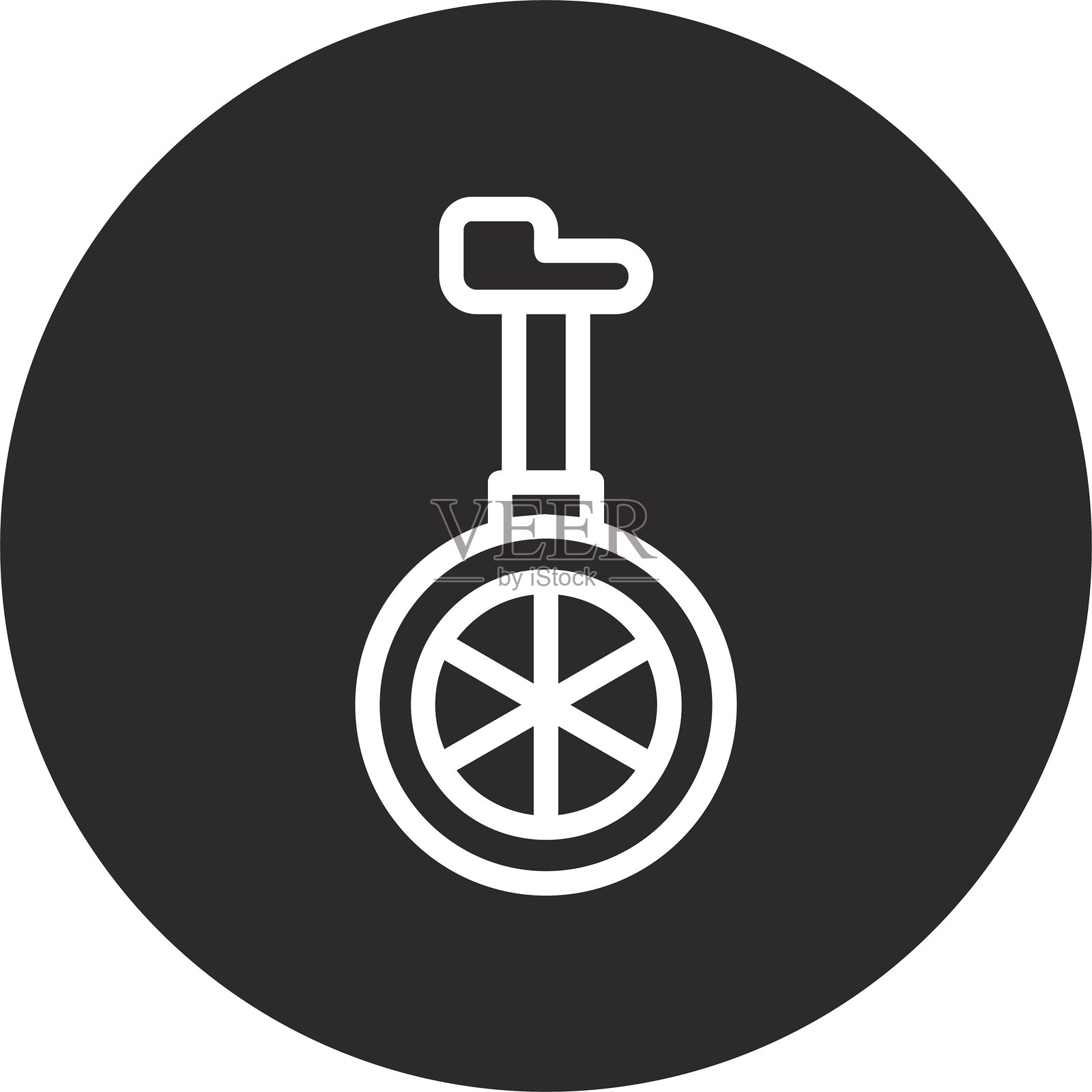 黑色倒置圆形独轮车插画图片素材