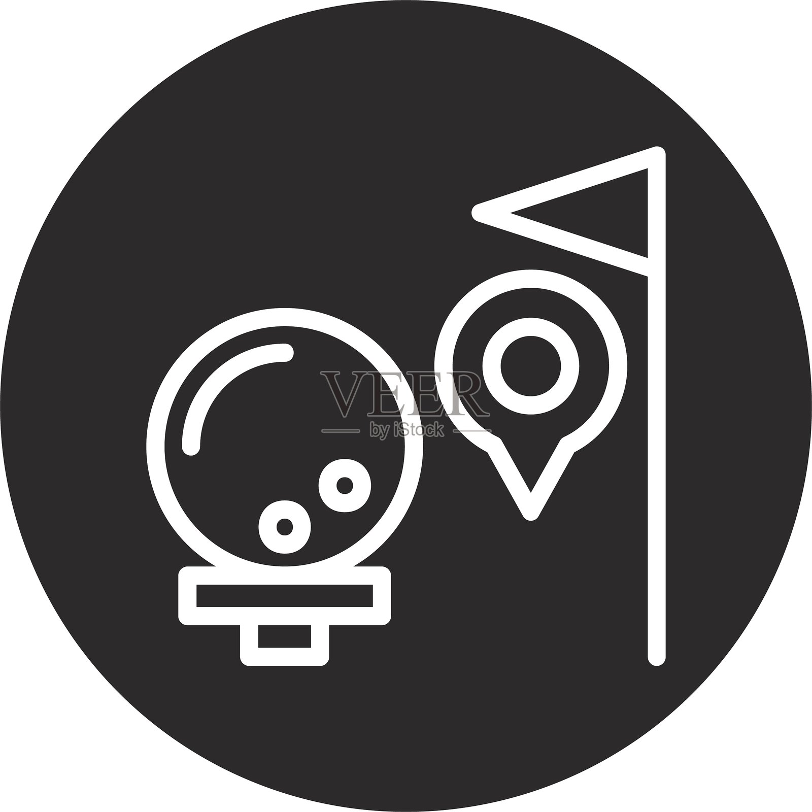 高尔夫倒圆圈黑色插画图片素材