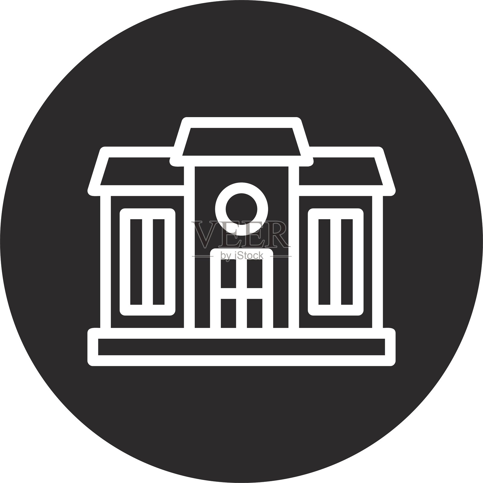 黑色倒圆形豪宅插画图片素材