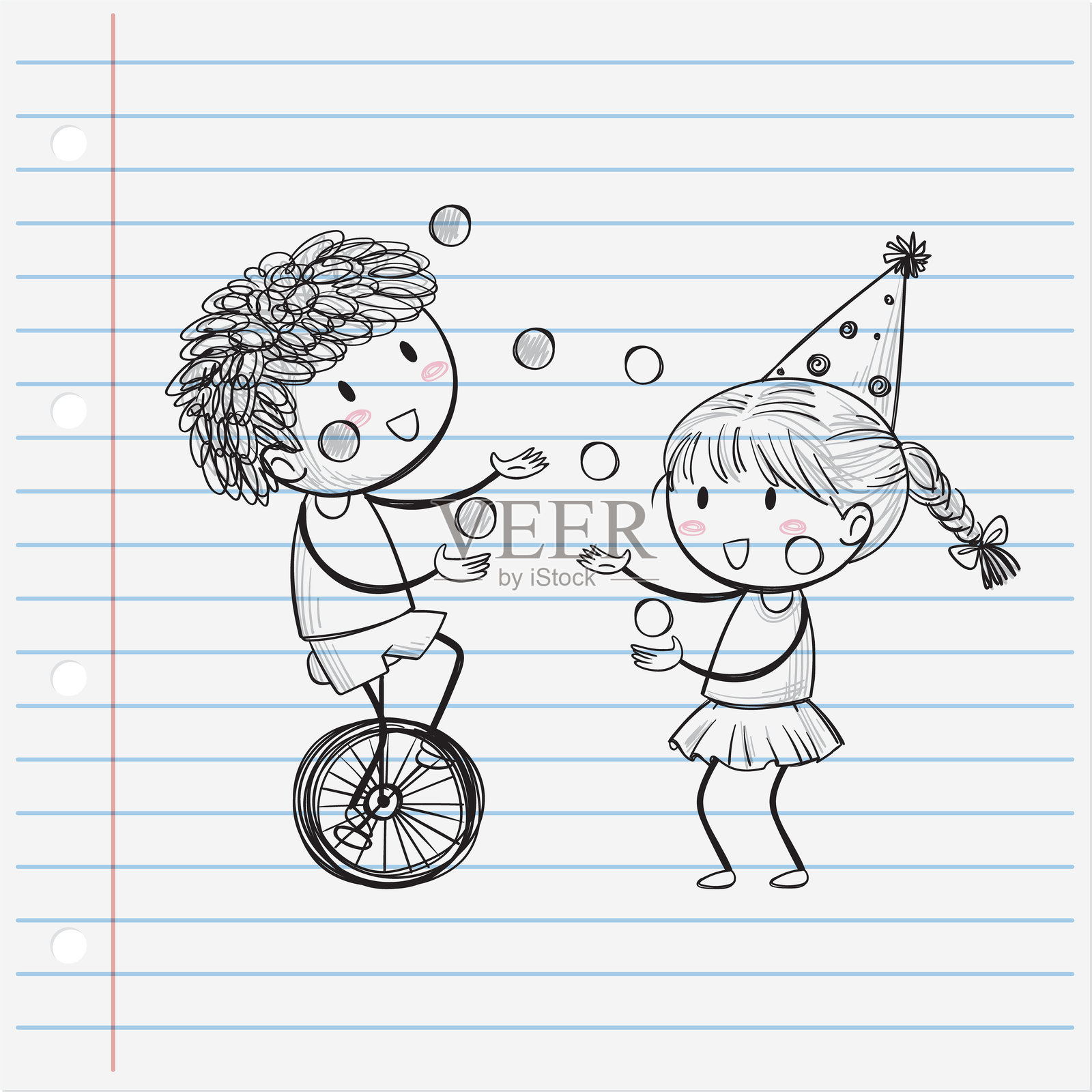 顽皮的孩子们一起玩杂耍插画图片素材