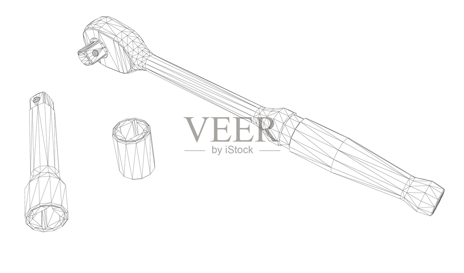 一组工具以网格形式展示，每个工具的形状和大小各不相同。体现了组织和秩序的概念，因为这些工具整齐地排列在行中。插画图片素材