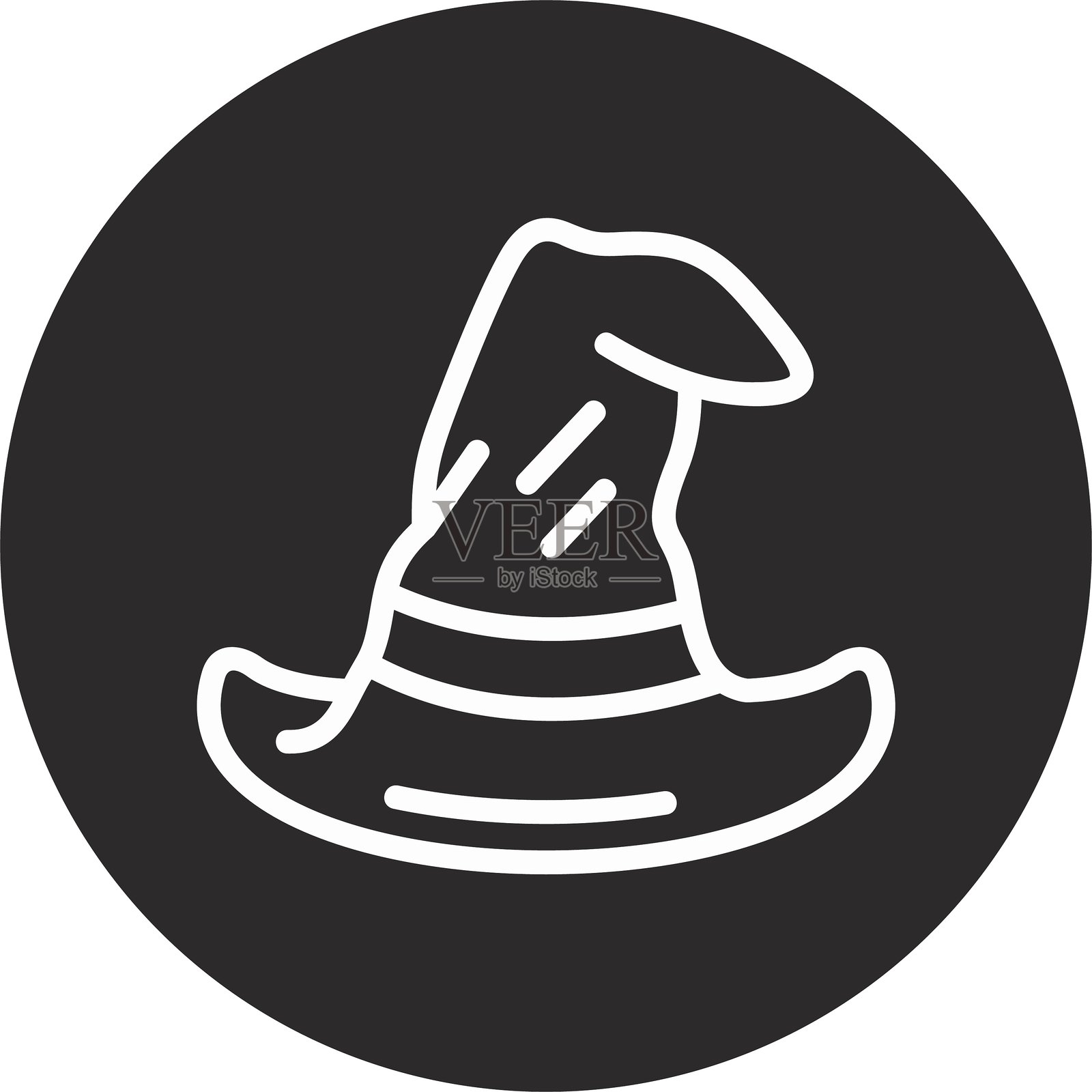 黑色倒圆形巫师帽插画图片素材