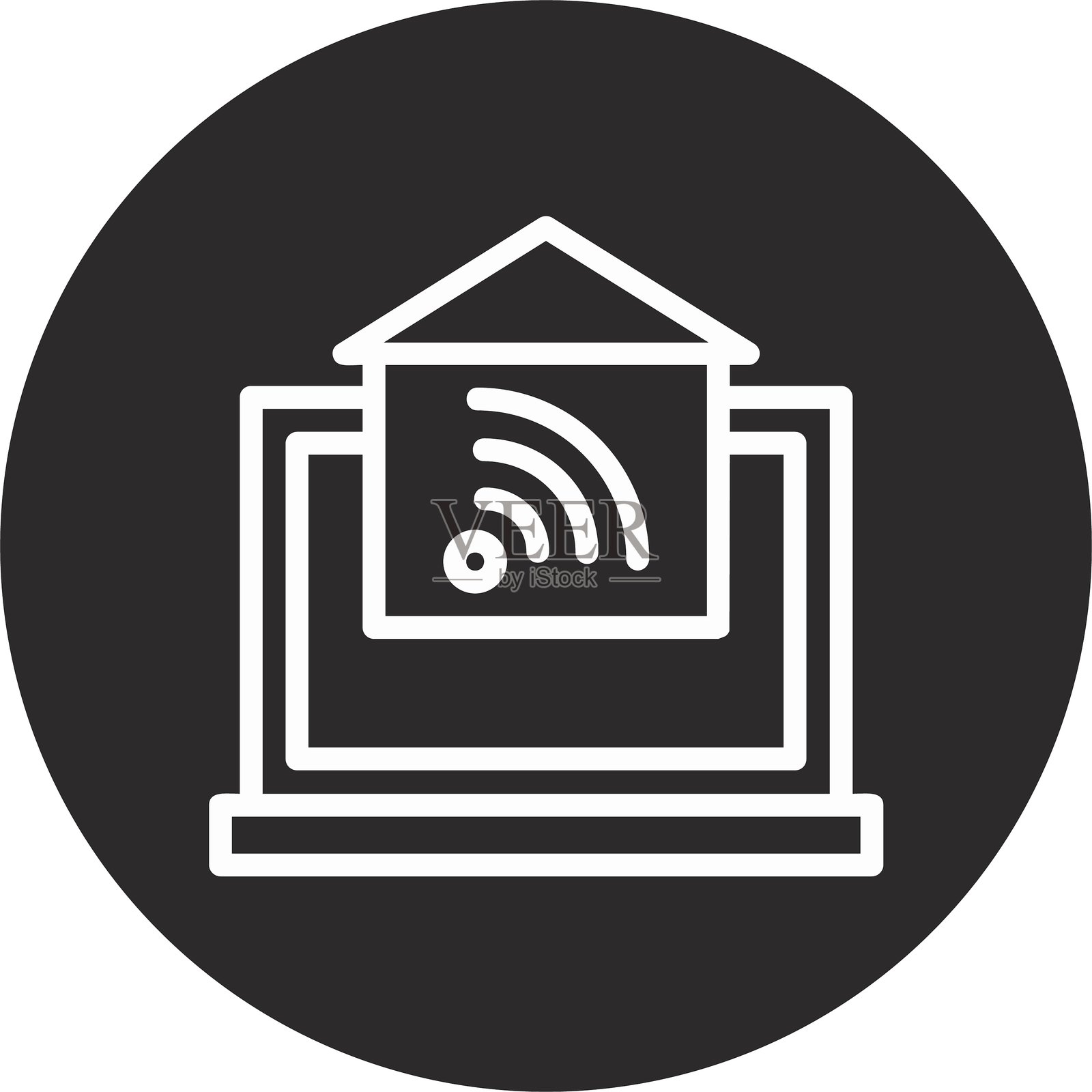 家居自动化倒圆圈黑色插画图片素材