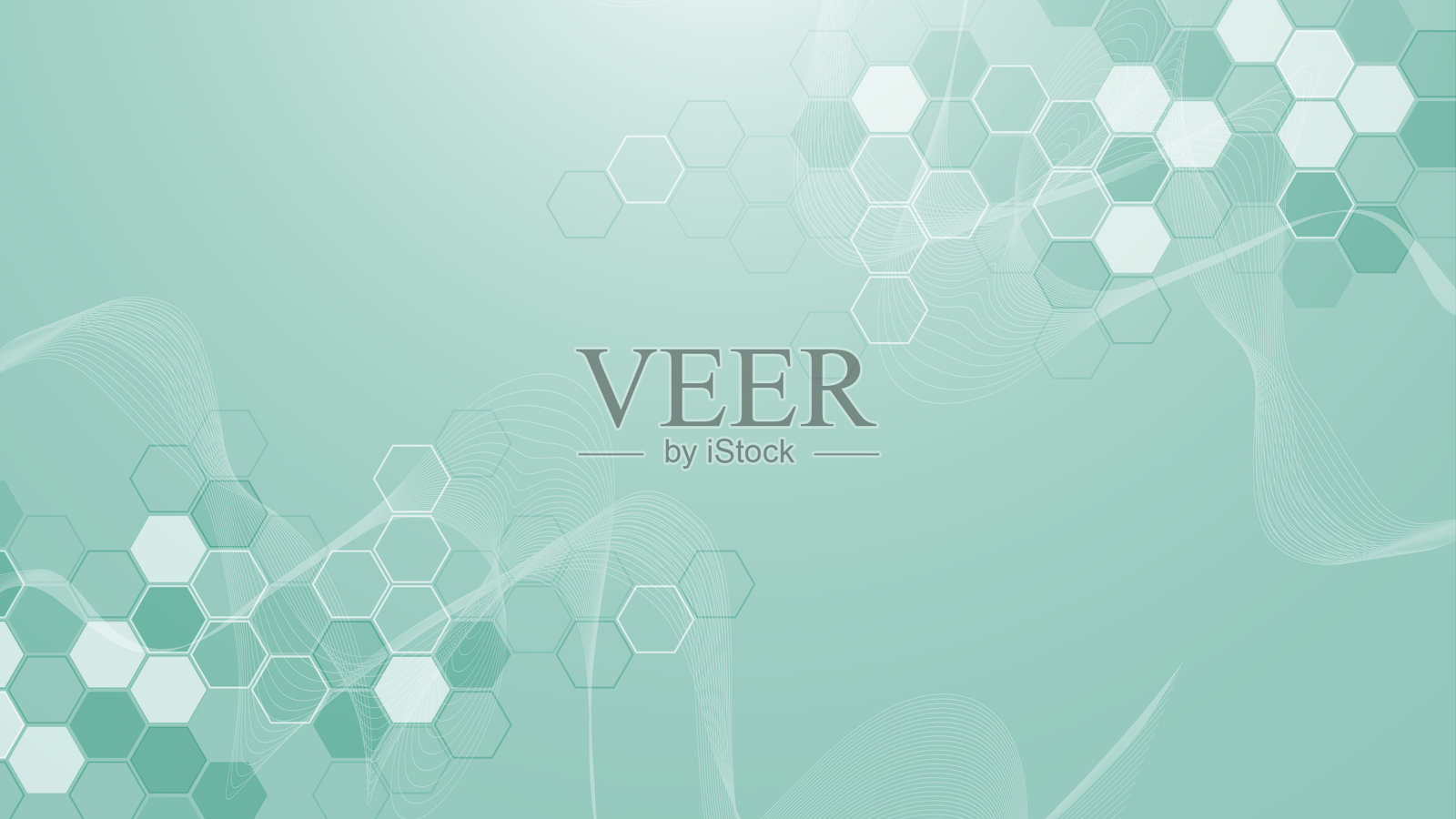 医疗保健抽象背景，带有六边形、线条和点。医疗创新横幅模板概念。生物学和制药技术背景。矢量插图。插画图片素材