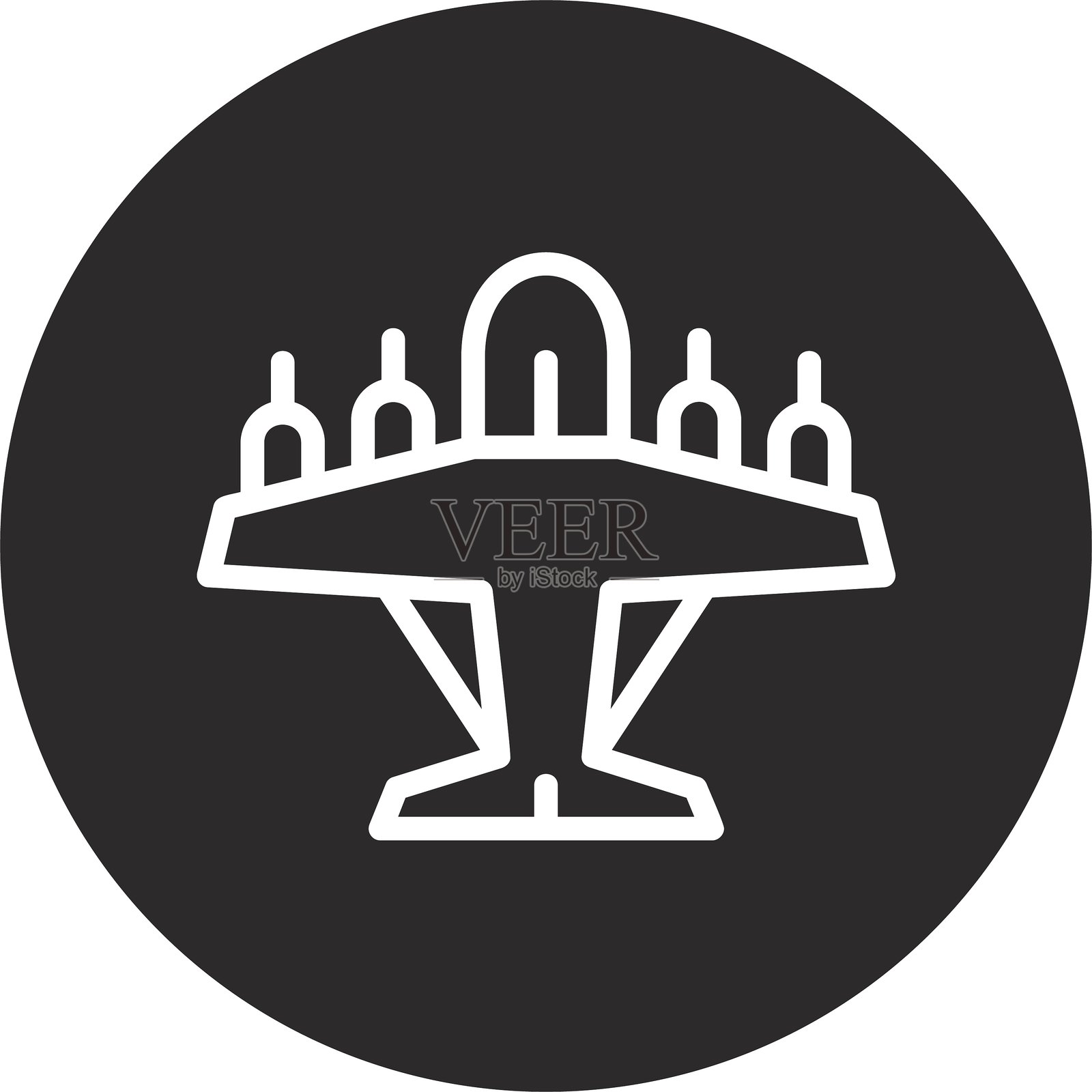 军用飞机倒圆圈黑色插画图片素材