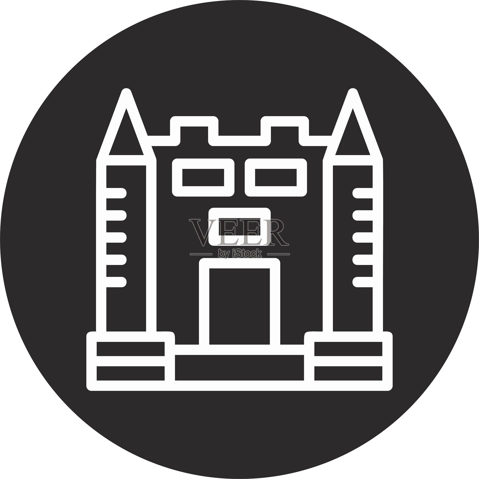 黑色倒置圆形城堡插画图片素材