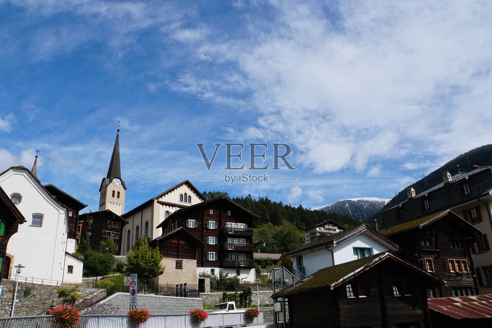 瑞士费施村的风景照片摄影图片