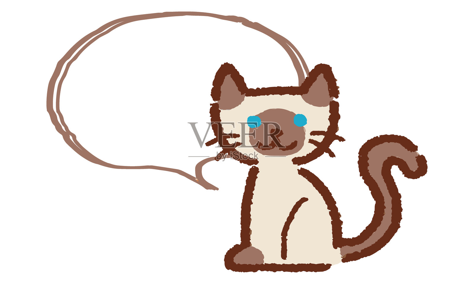 猫咪对话气泡素材，手绘风格，矢量插图。插画图片素材