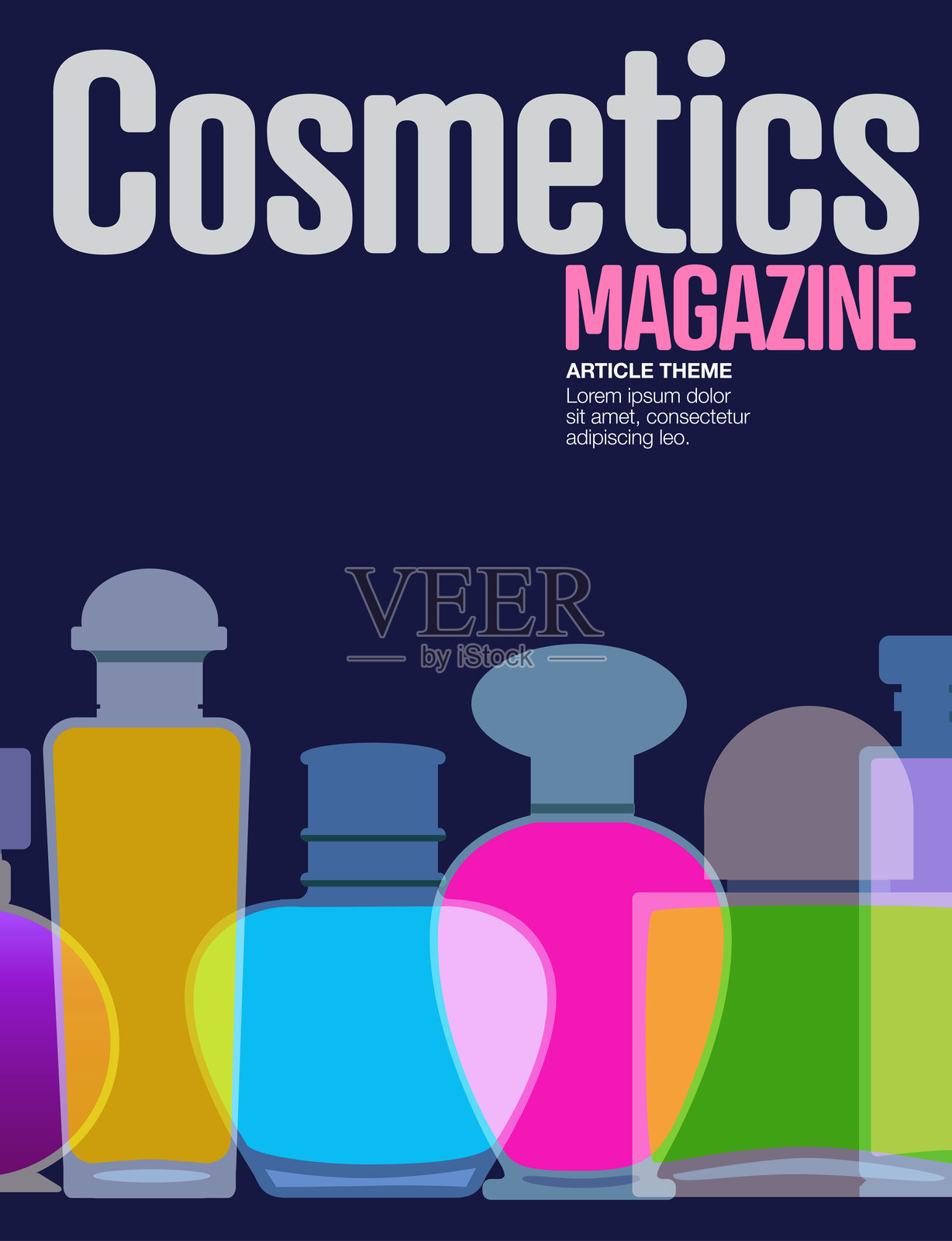 化妆品行业杂志封面模板插画图片素材