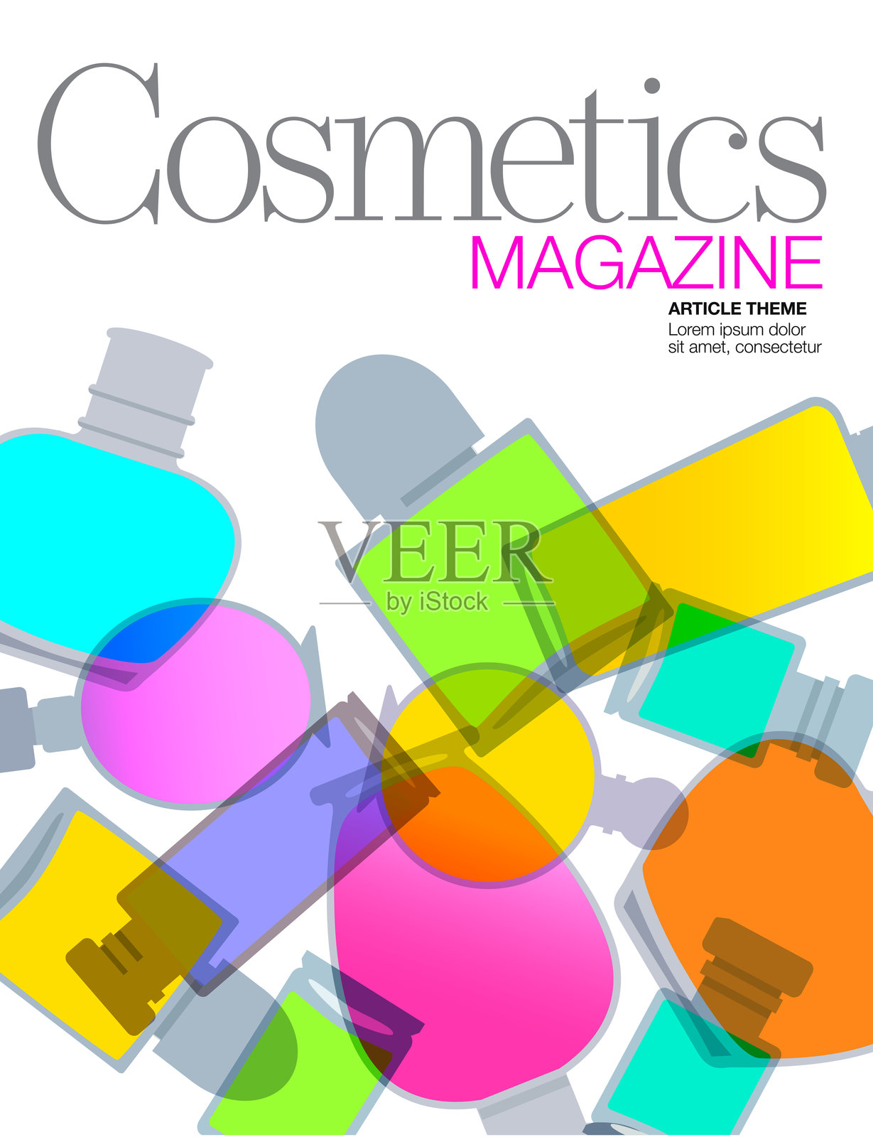 化妆品行业杂志封面模板插画图片素材
