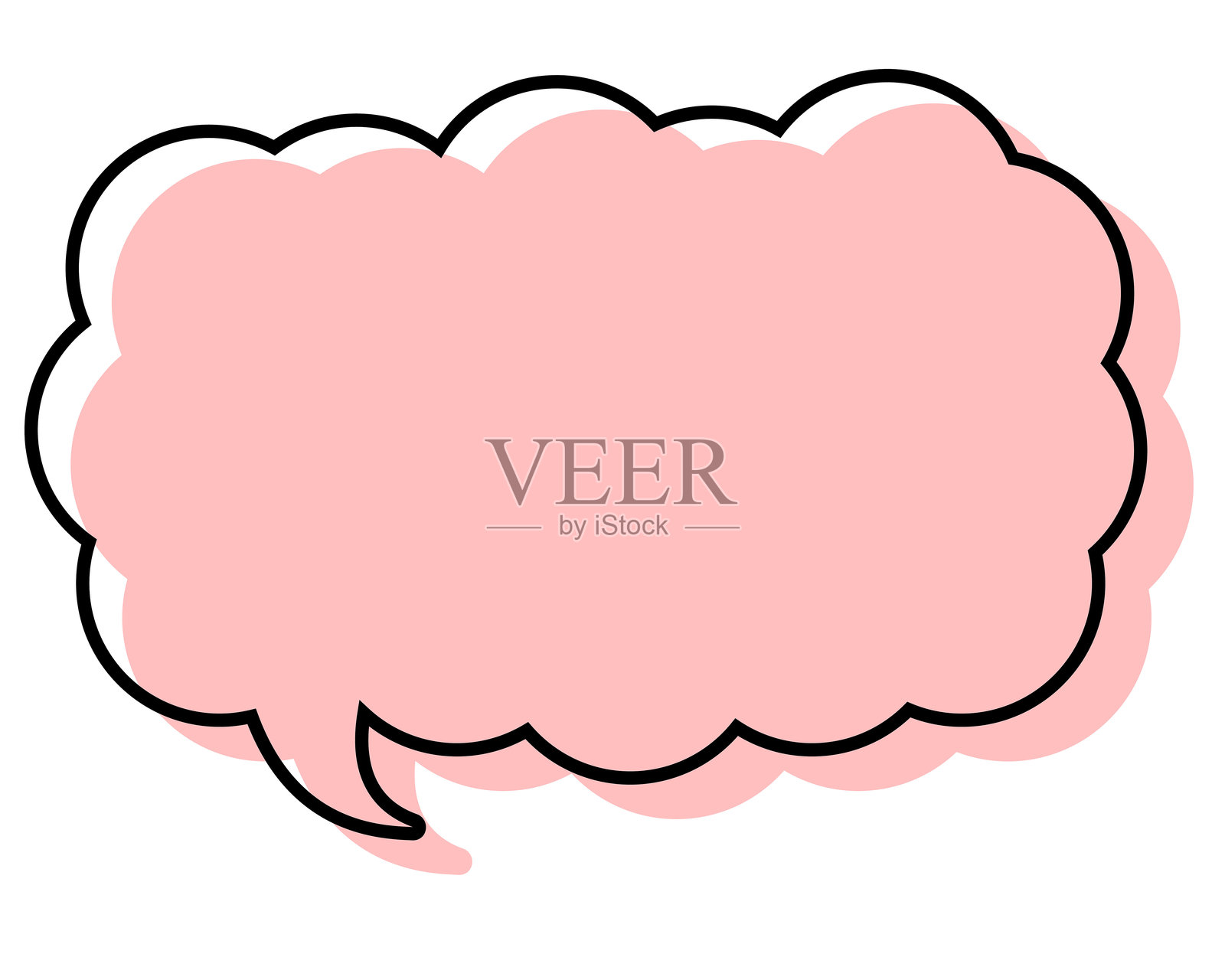 一个简单的对话气泡，线条不对齐，呈长而细的云朵形状插画图片素材