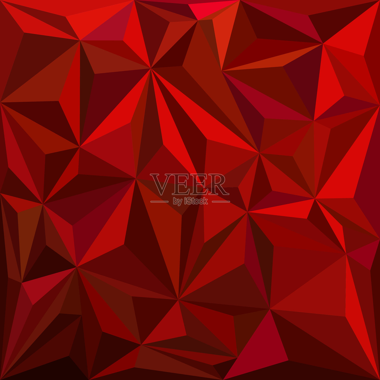 低多边形红色三角形，抽象背景。多边形马赛克，红色渐变。插画图片素材