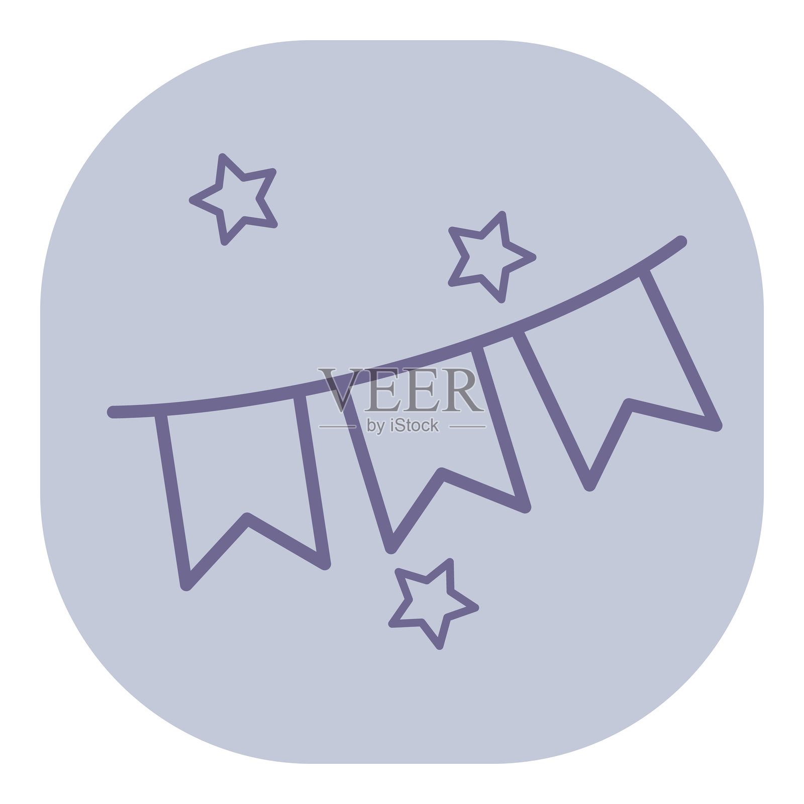 代表节庆庆祝主题的横幅和星星图标插画图片素材