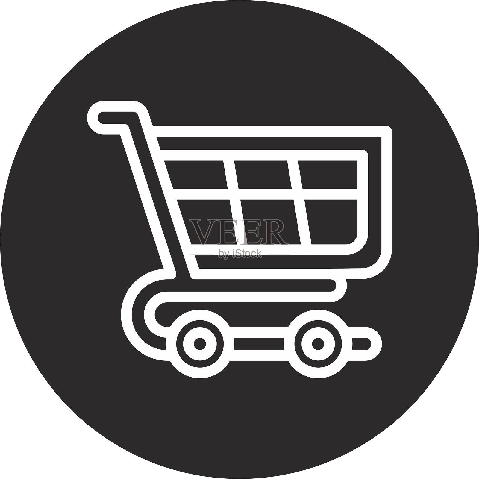 黑色倒置圆形购物车插画图片素材