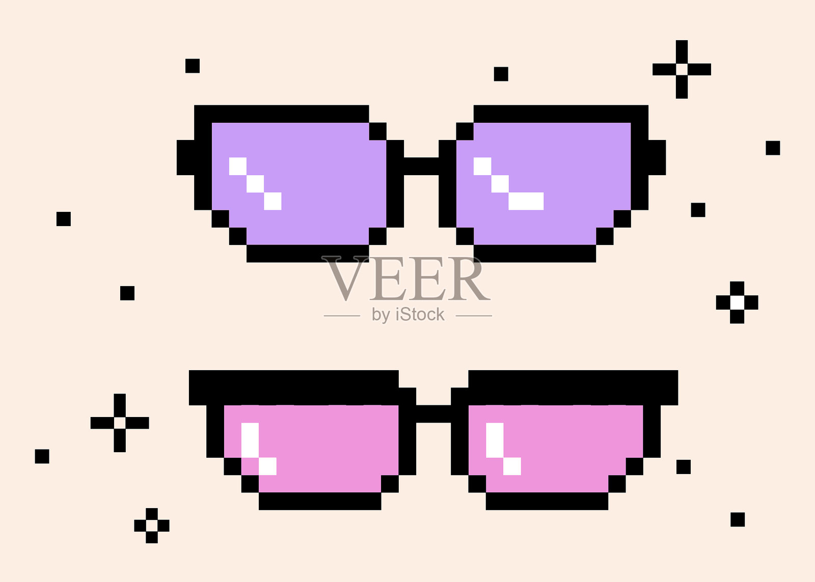 时尚复古太阳镜图标。受Y2K启发的夏季氛围，独立的矢量插图插画图片素材