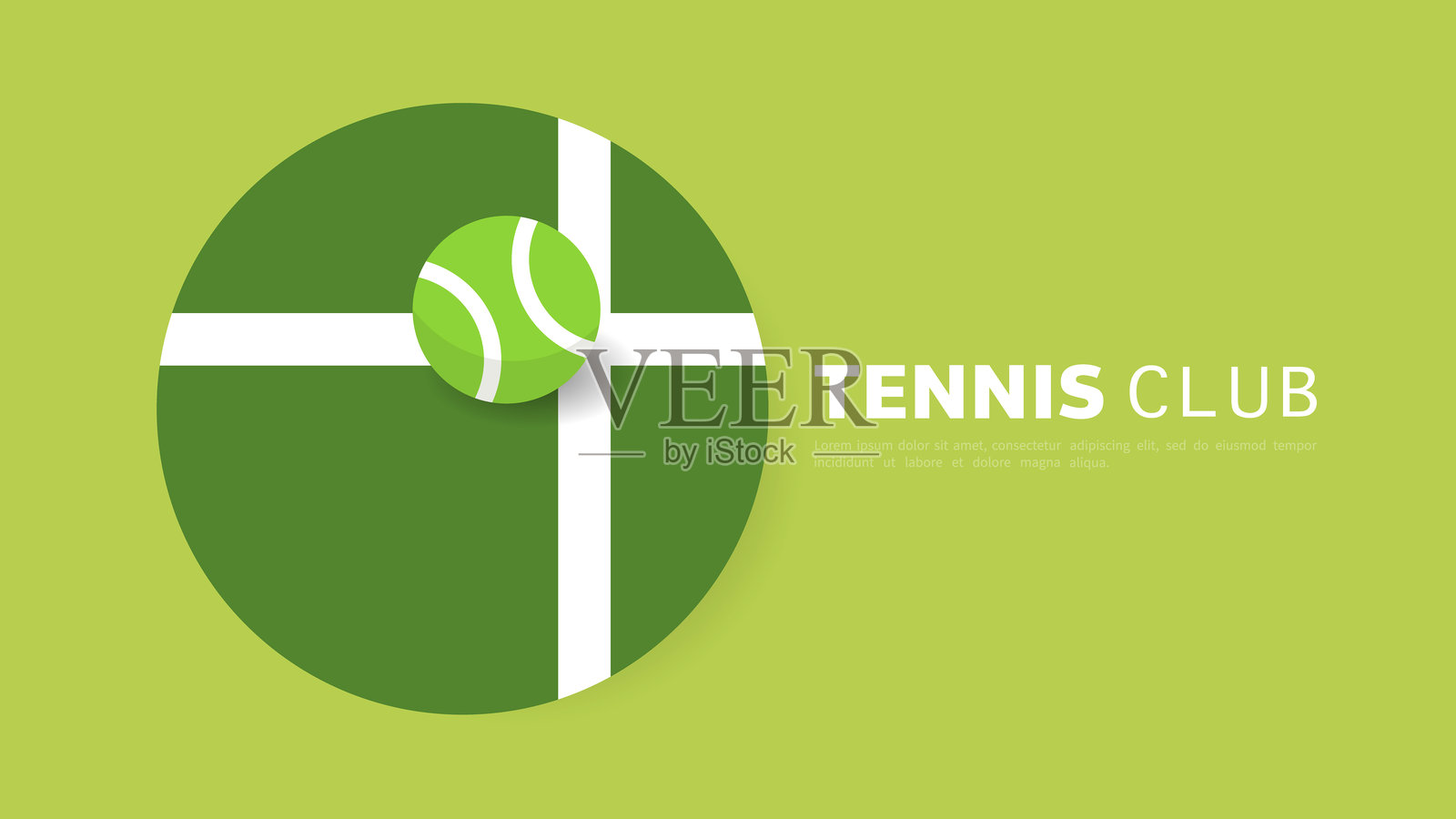 绿色背景上的网球拍和网球，室内场地用于在线体育赛事，网球运动概念插图，矢量插图 EPS 10插画图片素材