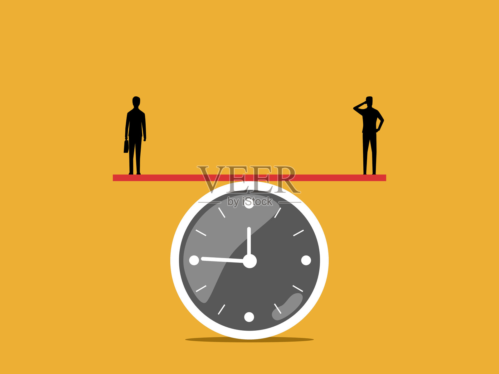 两个商人在同一时间的平衡中插画图片素材