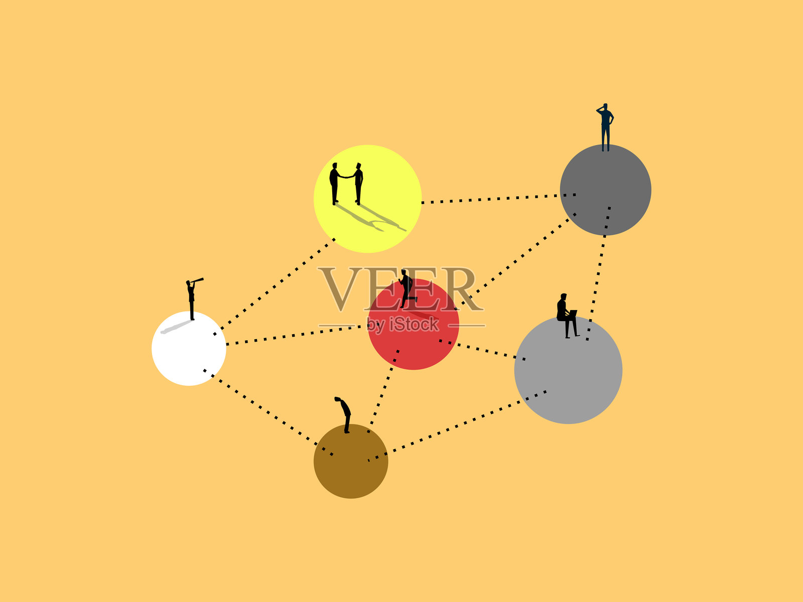 商业团队与商业活动，人员网络插画图片素材