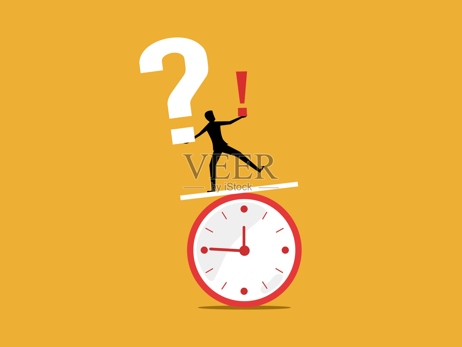 商人掌控生活问题，平衡在时钟上插画图片素材