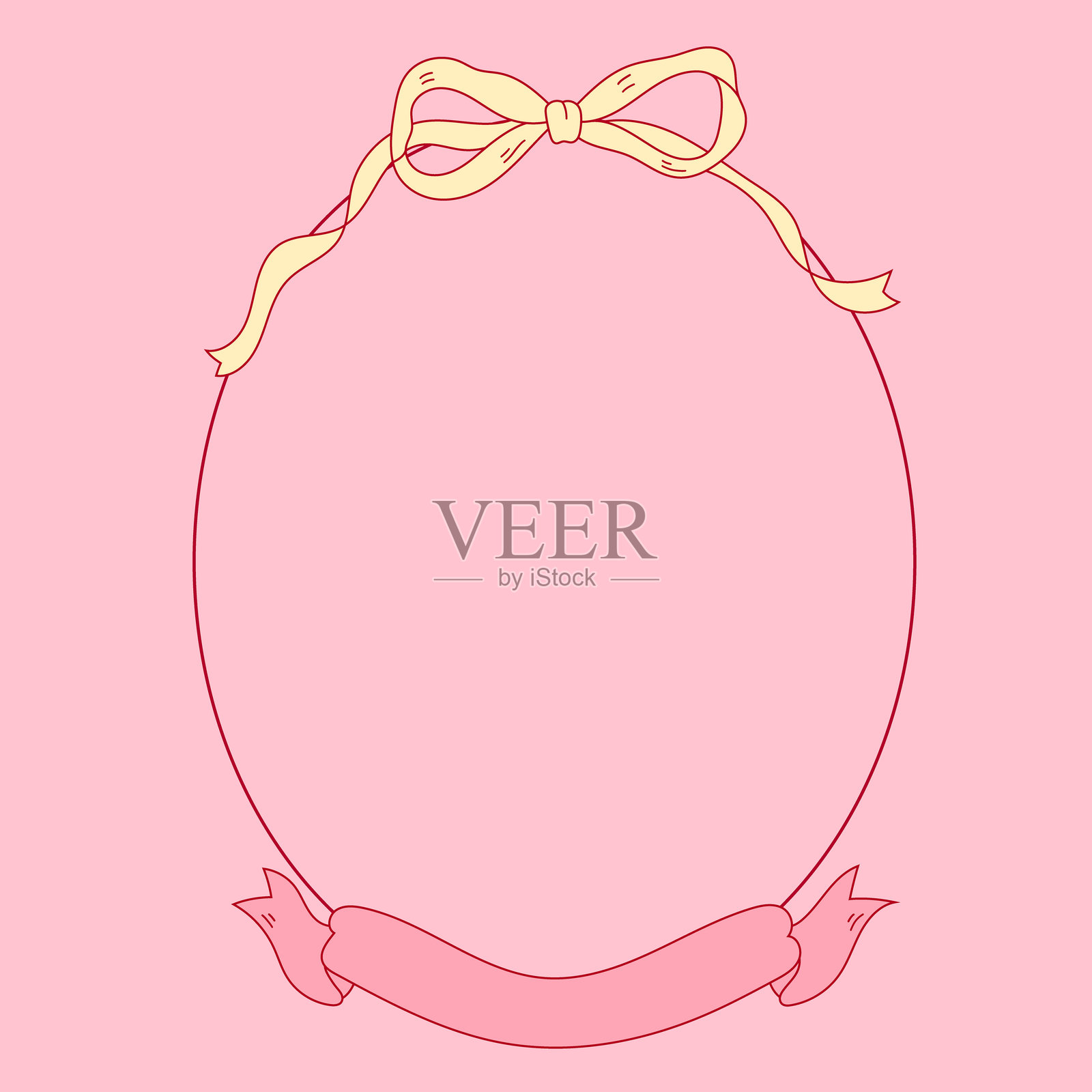 复古框架，带有丝带和横幅的矢量图插画图片素材