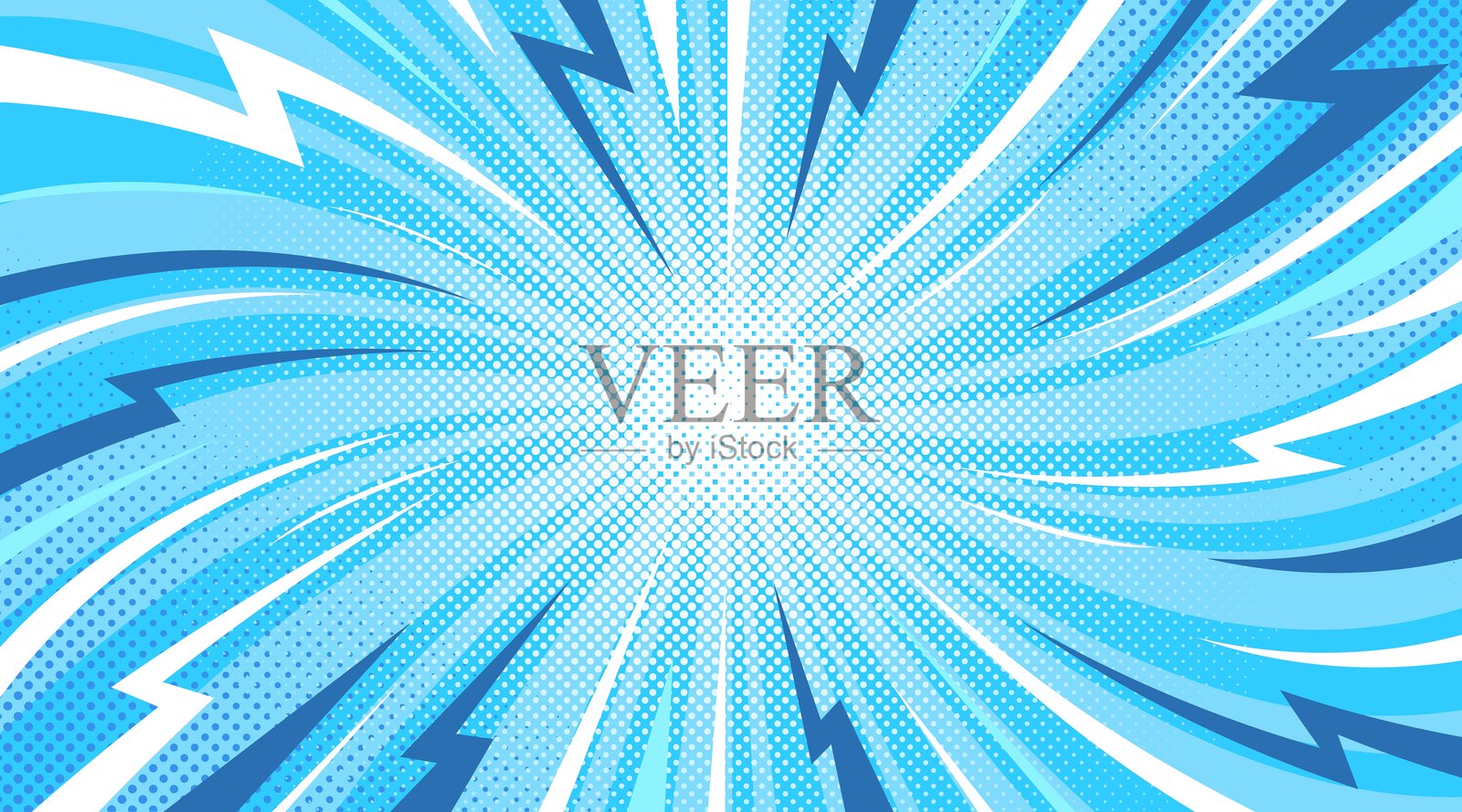 蓝色漫画背景与闪电插画图片素材