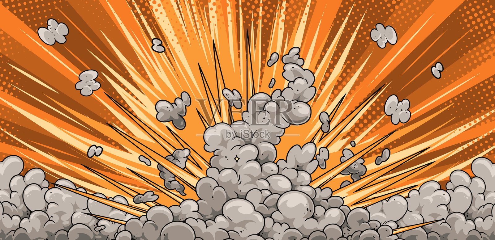 动态漫画风格中展开的爆炸性动作插画图片素材