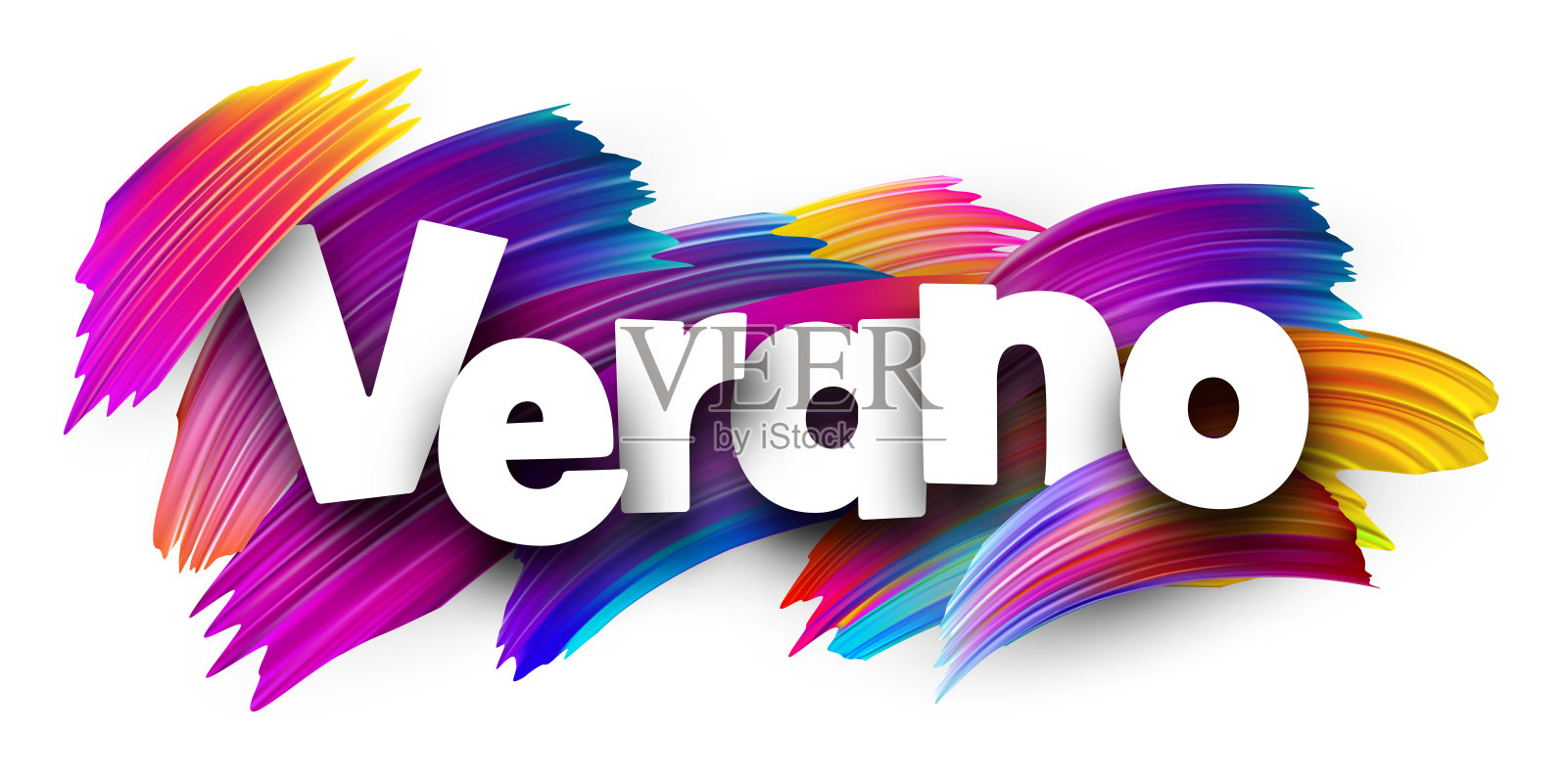 夏天的西班牙文本与多彩的矢量背景插画图片素材