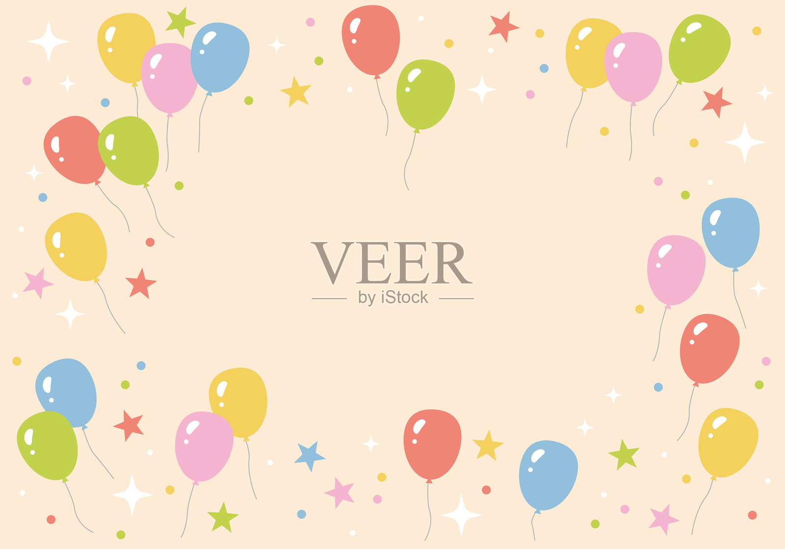 闪烁的光线，浓烈的彩色气泡背景，节日生日设计插画图片素材