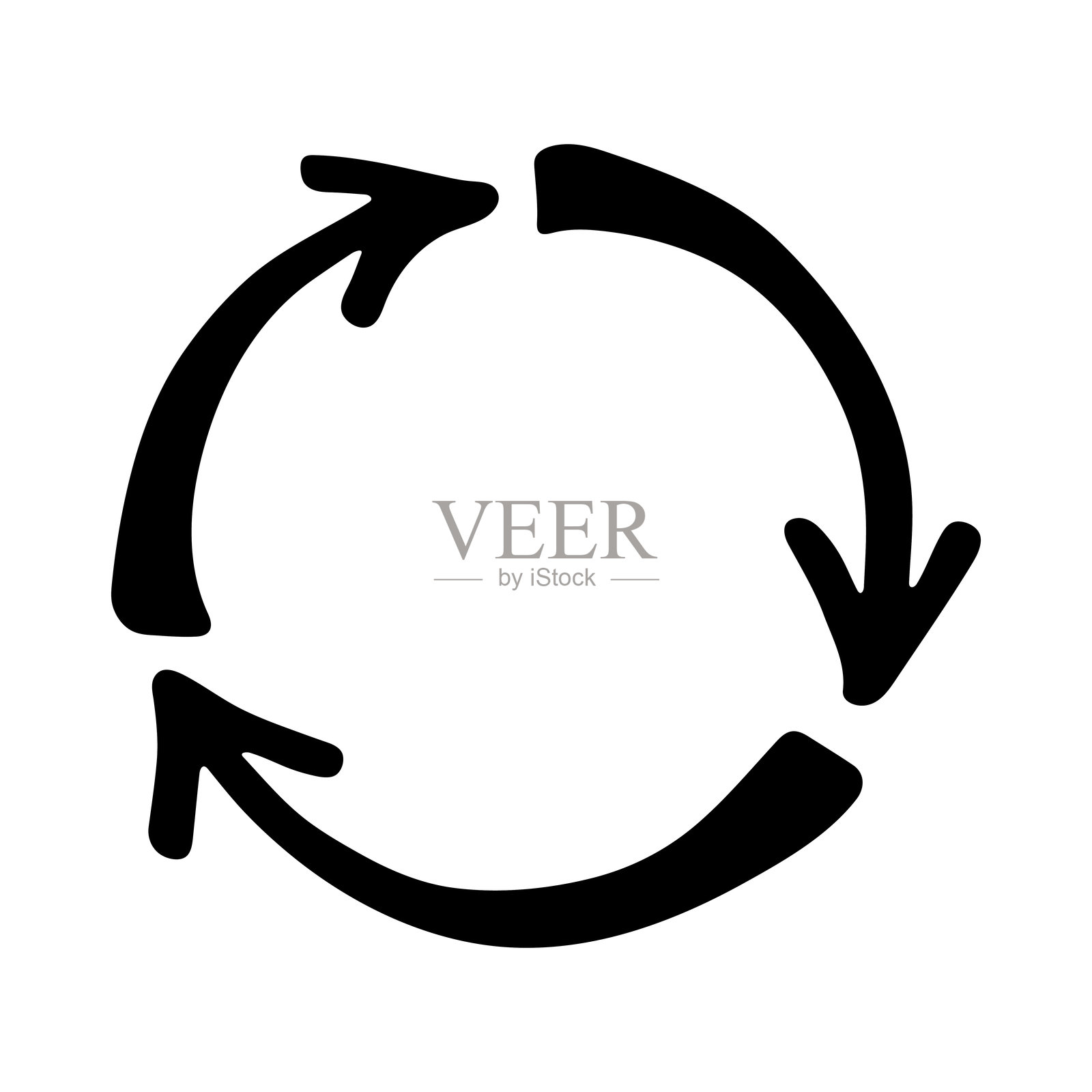 手绘回收箭头图标 资源回收符号 材料再利用、零废弃、绿色环境、拯救地球插画图片素材