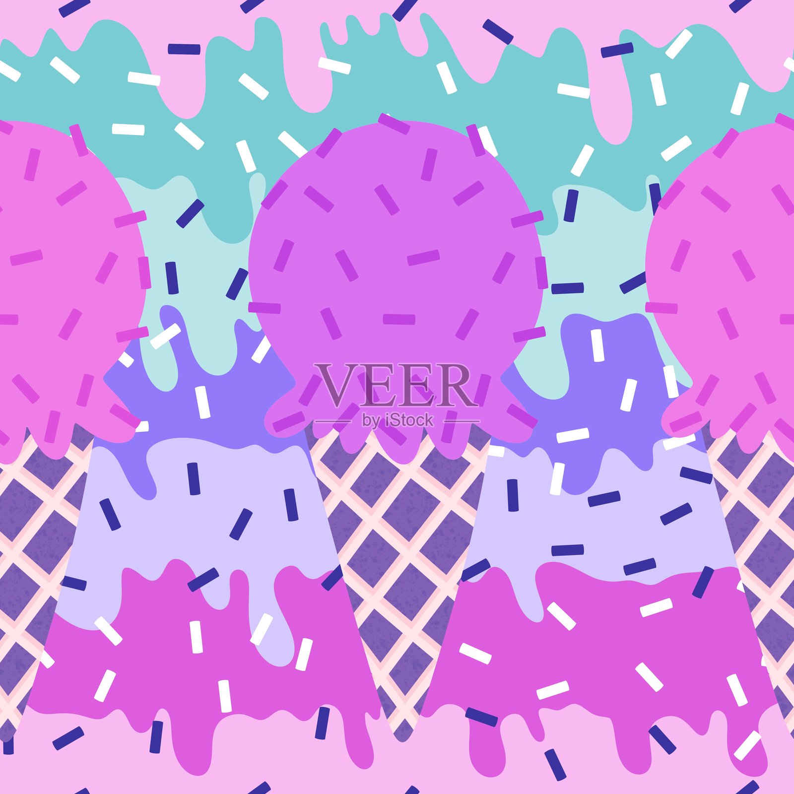 冰淇淋图案适用于面料、纺织品和儿童用品插画图片素材