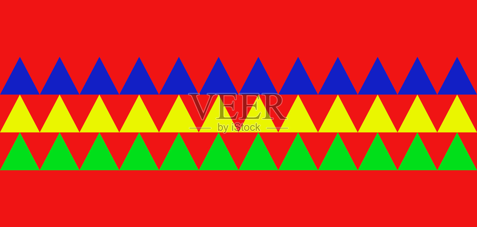 抽象几何图案。红色背景上的无缝彩色三角形。节日和活动背景。插画图片素材