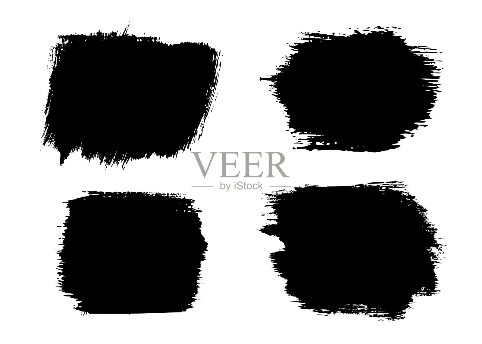 矢量画笔笔触形状集。粗糙水彩框背景。墨水飞溅，粗糙线条，设计元素。社交媒体横幅。水彩飞溅，黑色剪影，撕裂纸张。插画图片素材