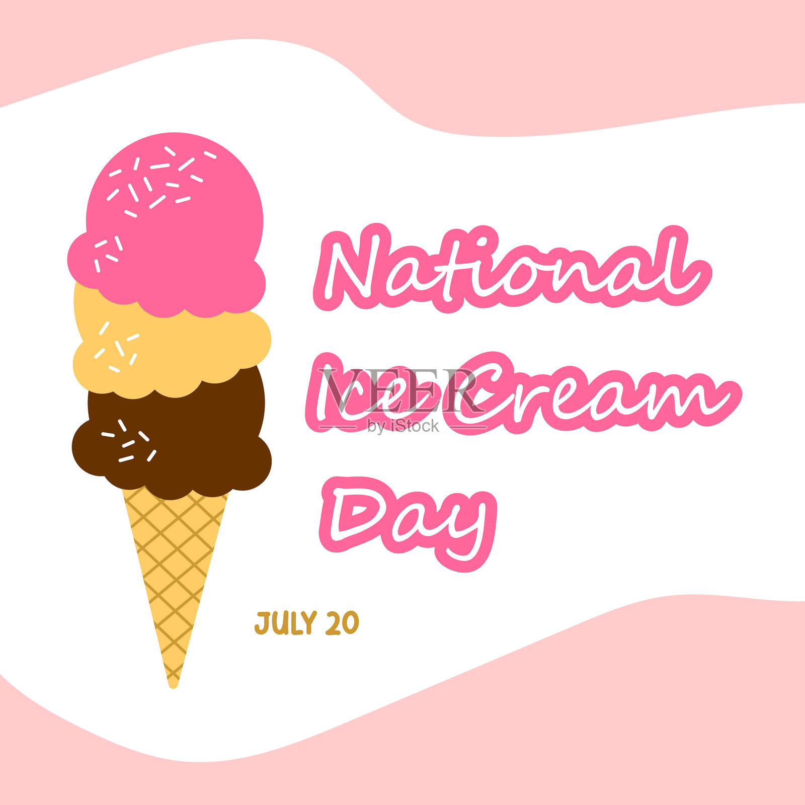 2025年国家冰淇淋日海报，7月20日，矢量插图插画图片素材
