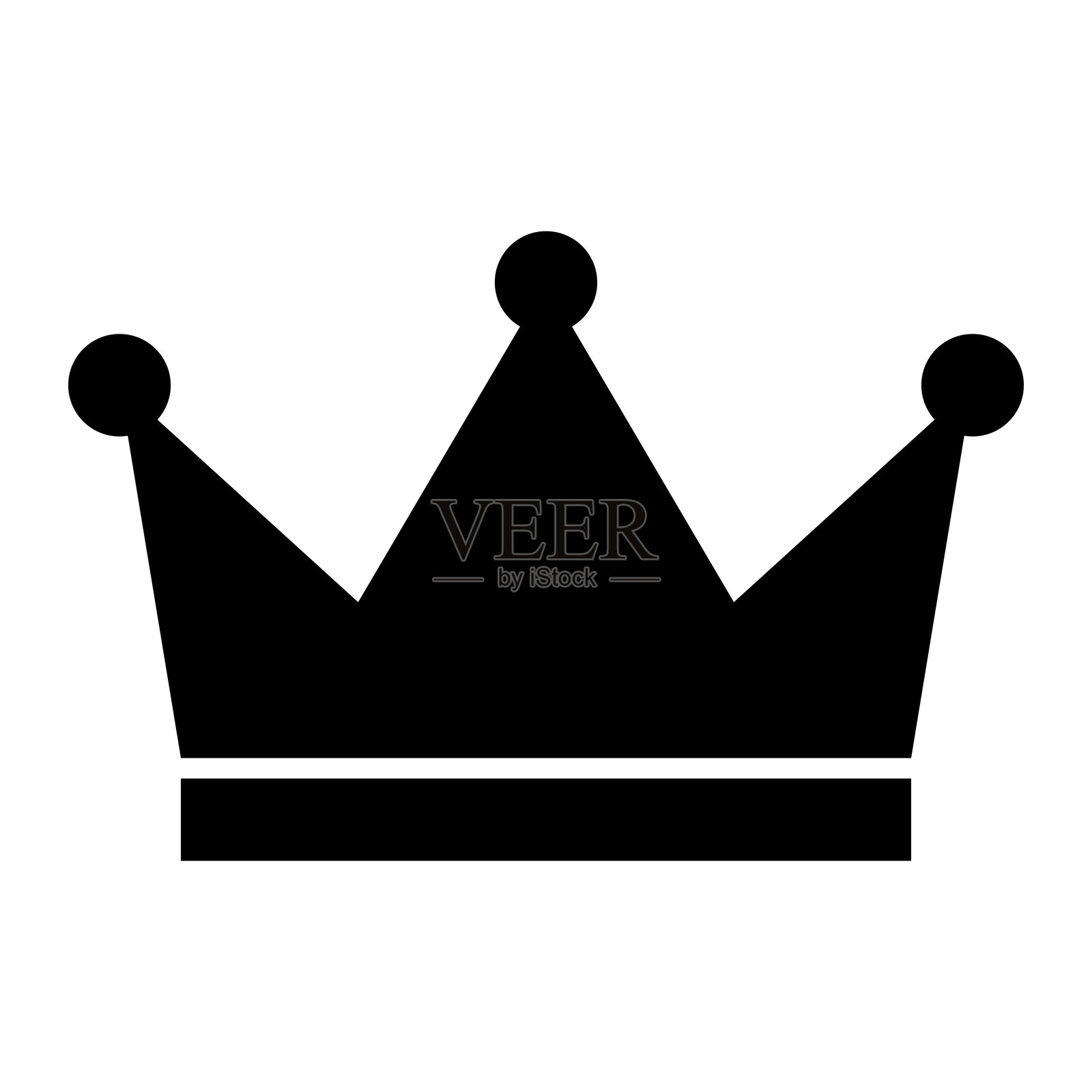 黑色王冠矢量图标。皇室、国王、女王、权力、领导力、奢华、君主制或优雅的极简符号。轮廓插图，背景为白色。插画图片素材