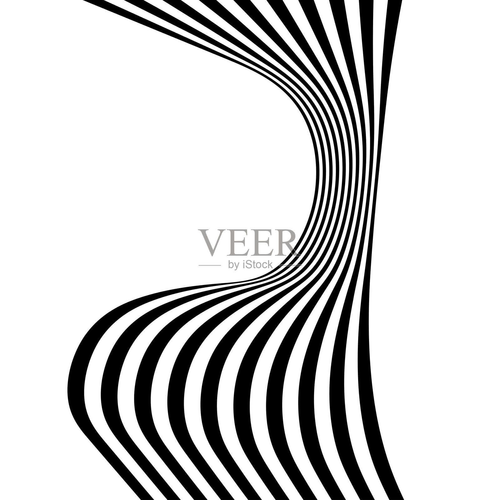 带有3D立体效果的抽象透视线条，孤立在白色背景上。插画图片素材