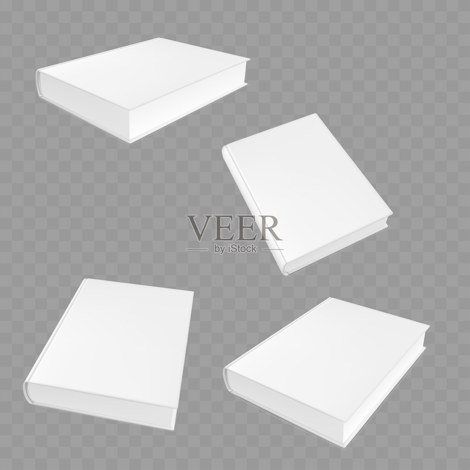 空白白色书籍模型套件 - 逼真的封面模板。矢量图插画图片素材